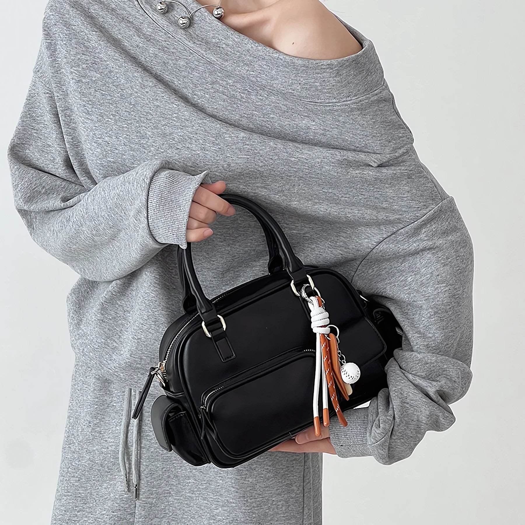 Cream Cookie Boston Bag