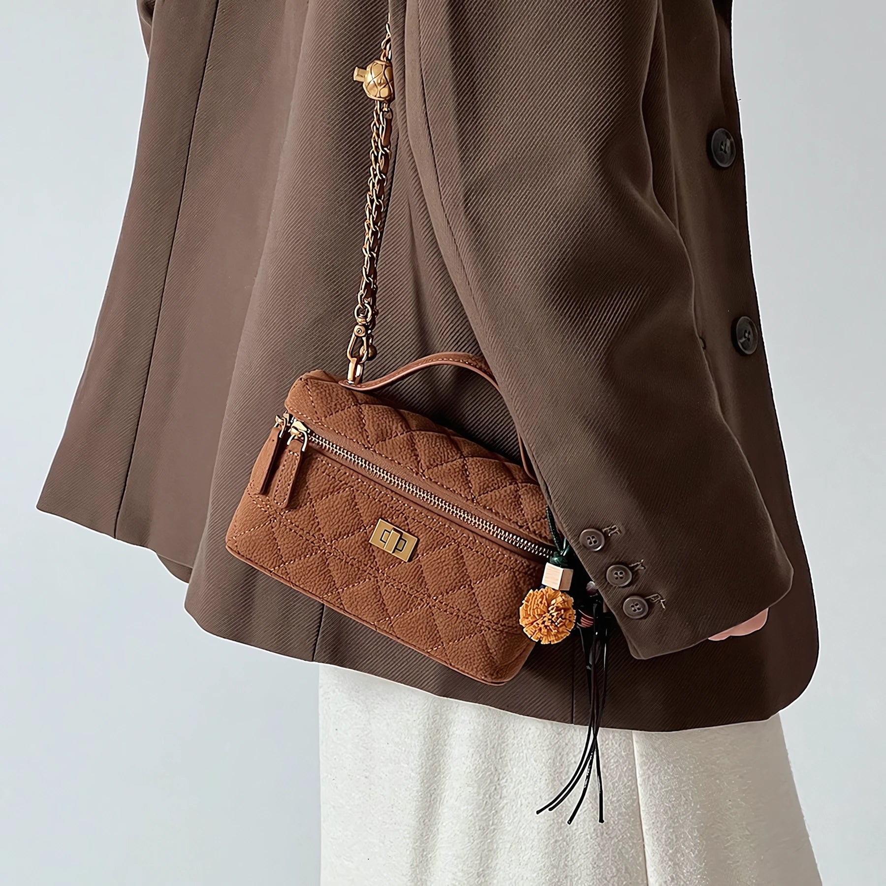 Caramel Biscuit - Vintage Quilted Box Bag