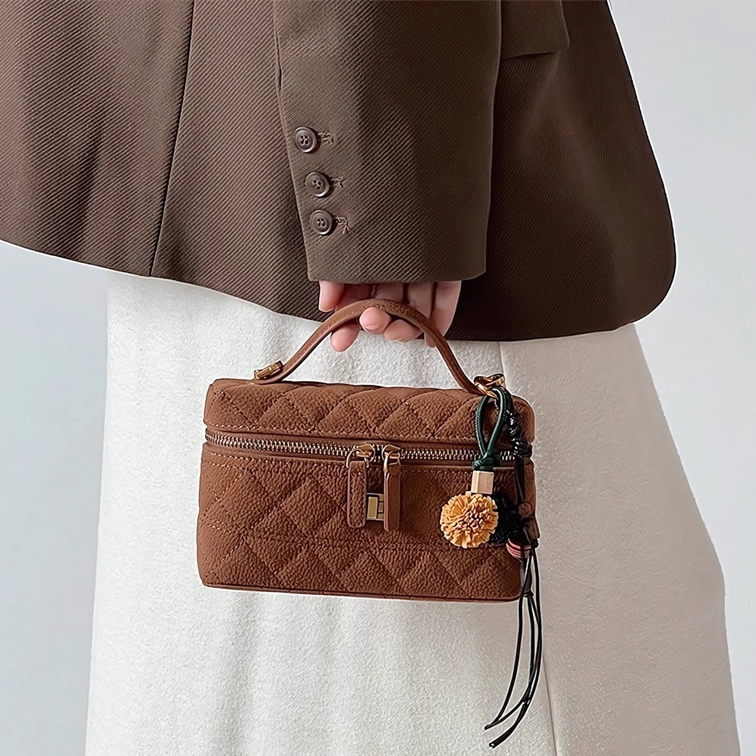 Caramel Biscuit - Vintage Quilted Box Bag