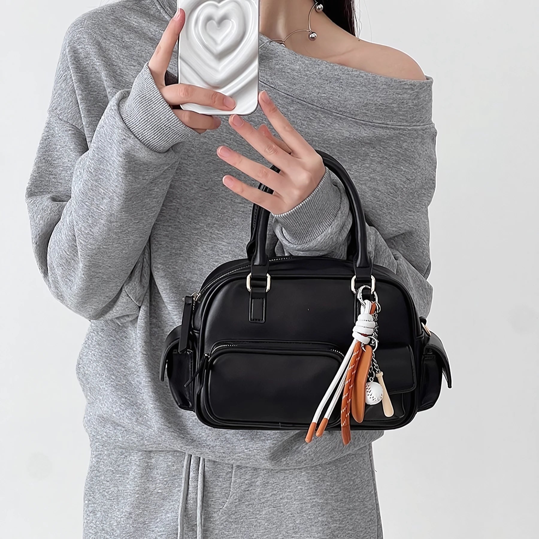 Cream Cookie Boston Bag