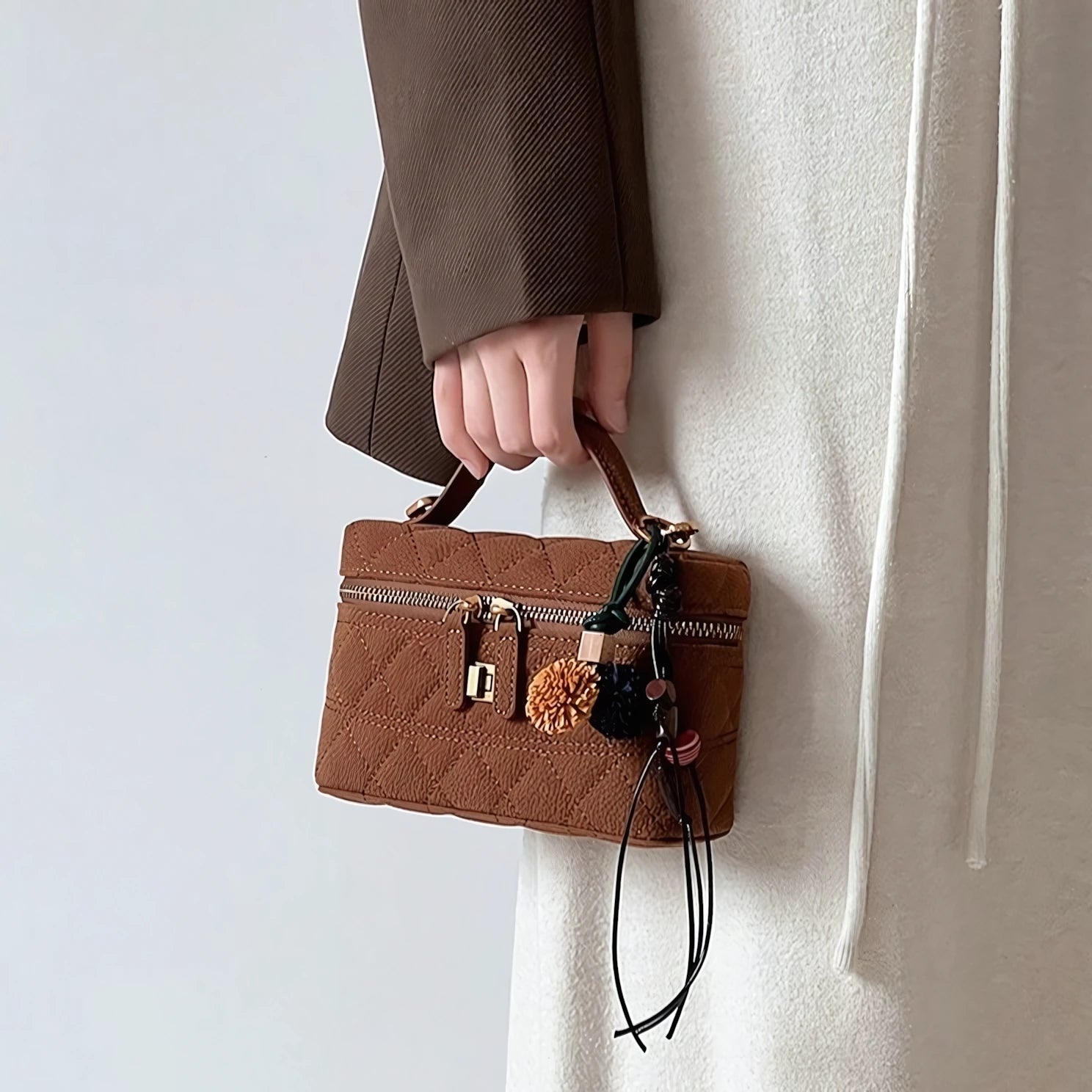 Caramel Biscuit - Vintage Quilted Box Bag