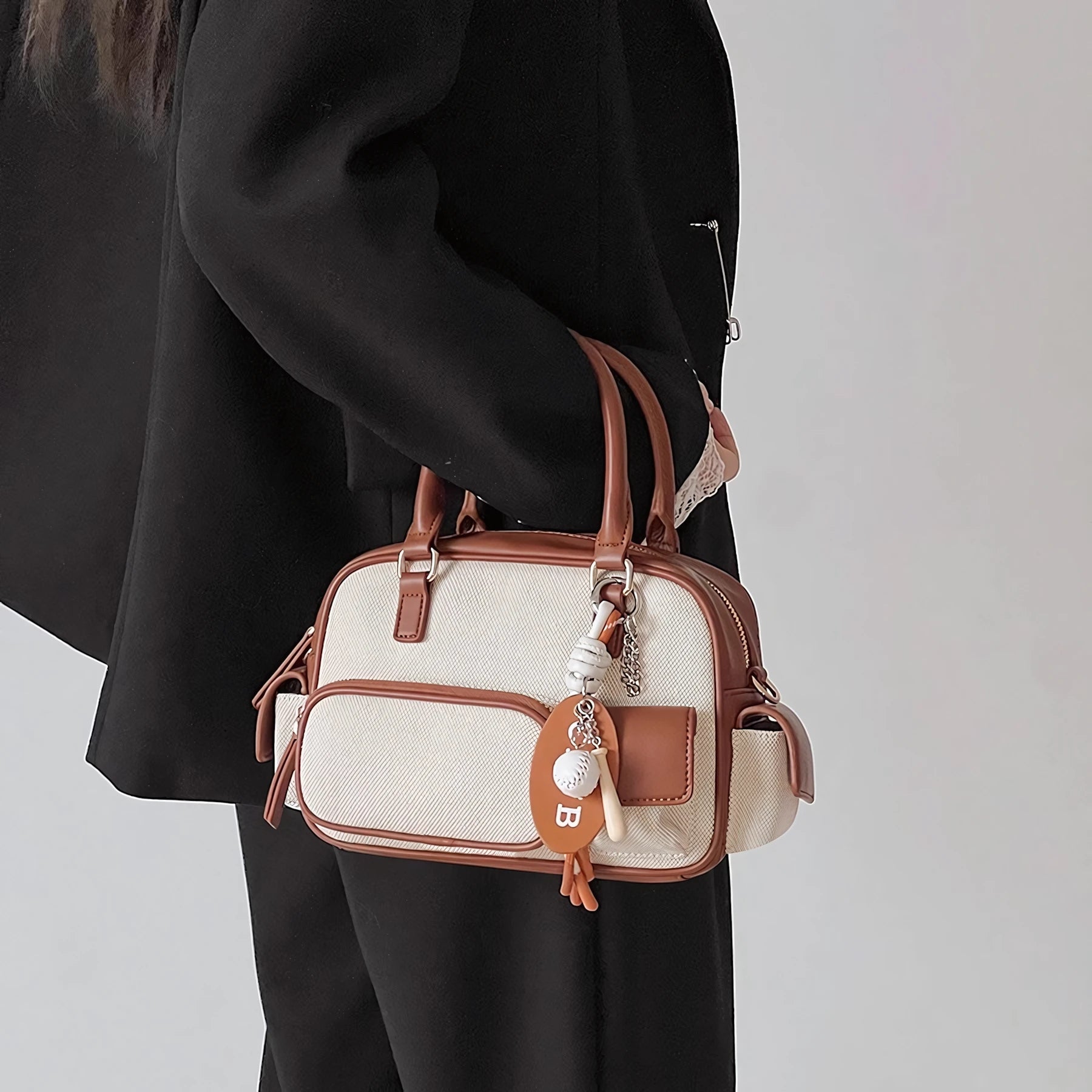 Cream Cookie Boston Bag
