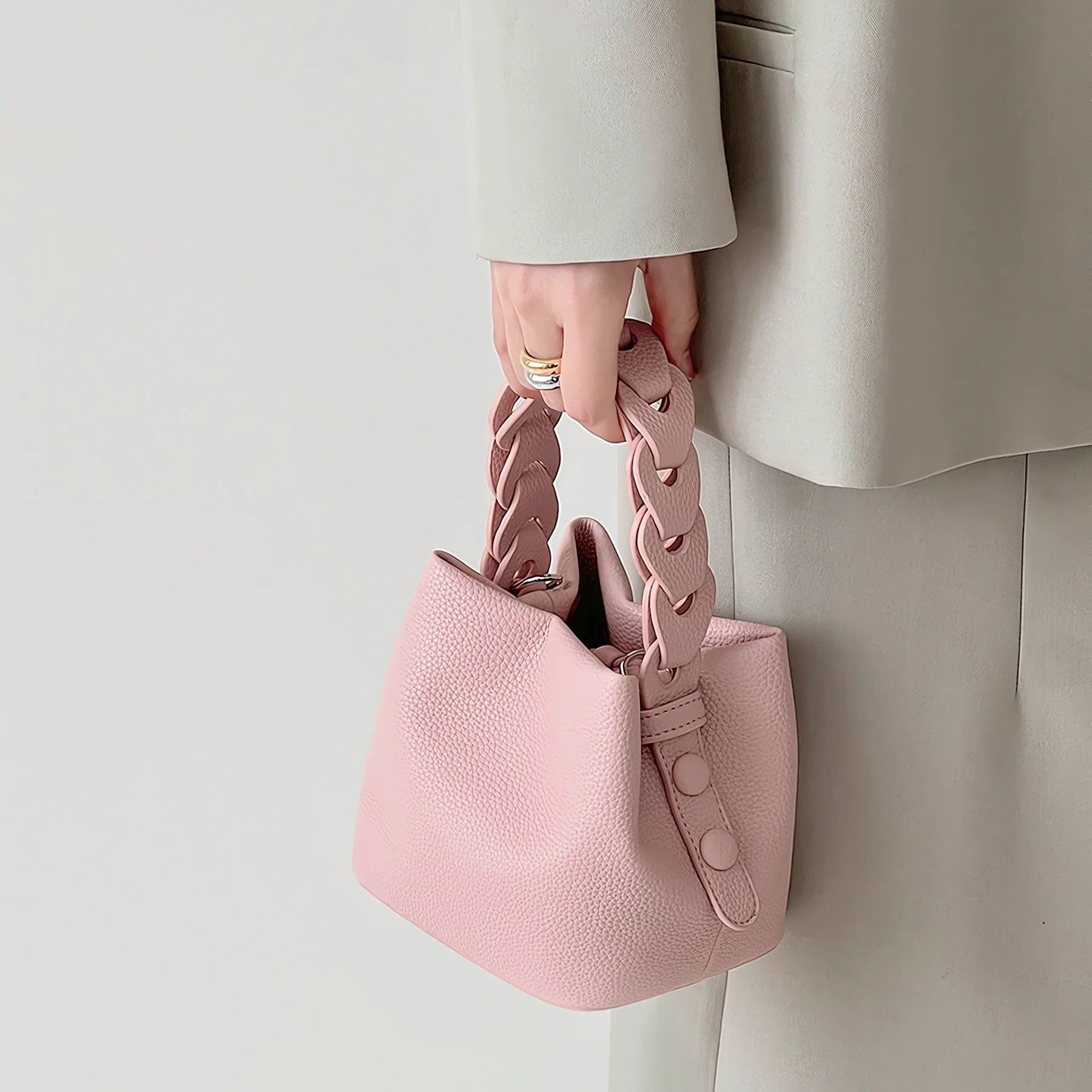 Whisper Soft - Braided Bucket Bag for Effortless Grace