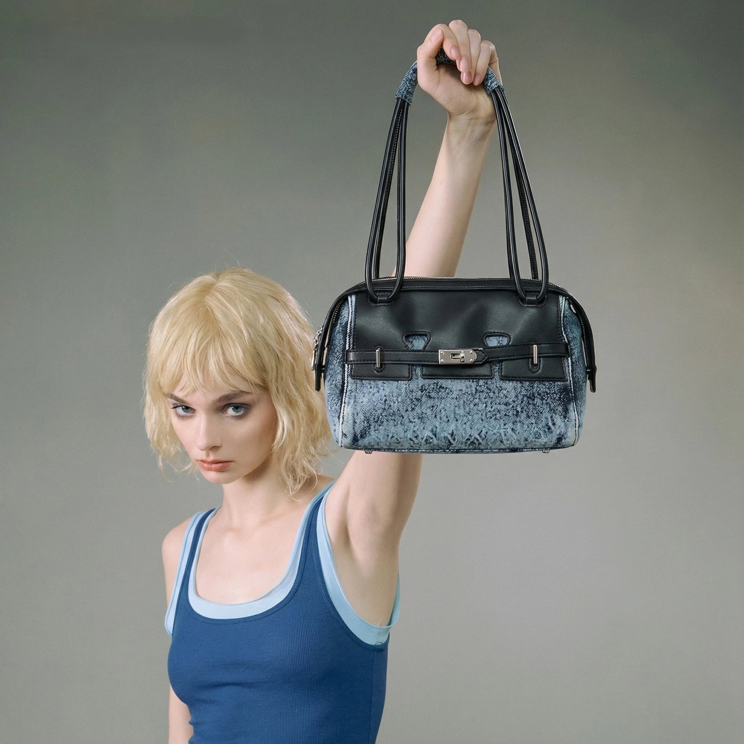 Blue Highway - Triple-Zip Denim Bowling Bag