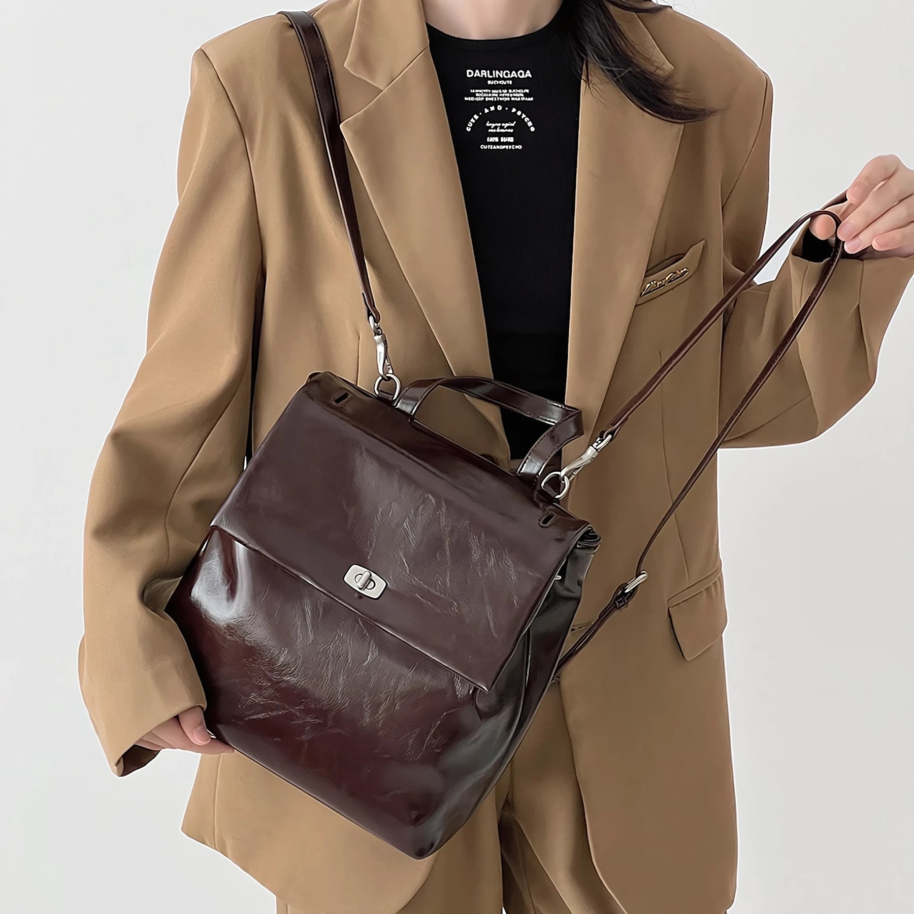 Library Hour – Glossed Convertible Backpack