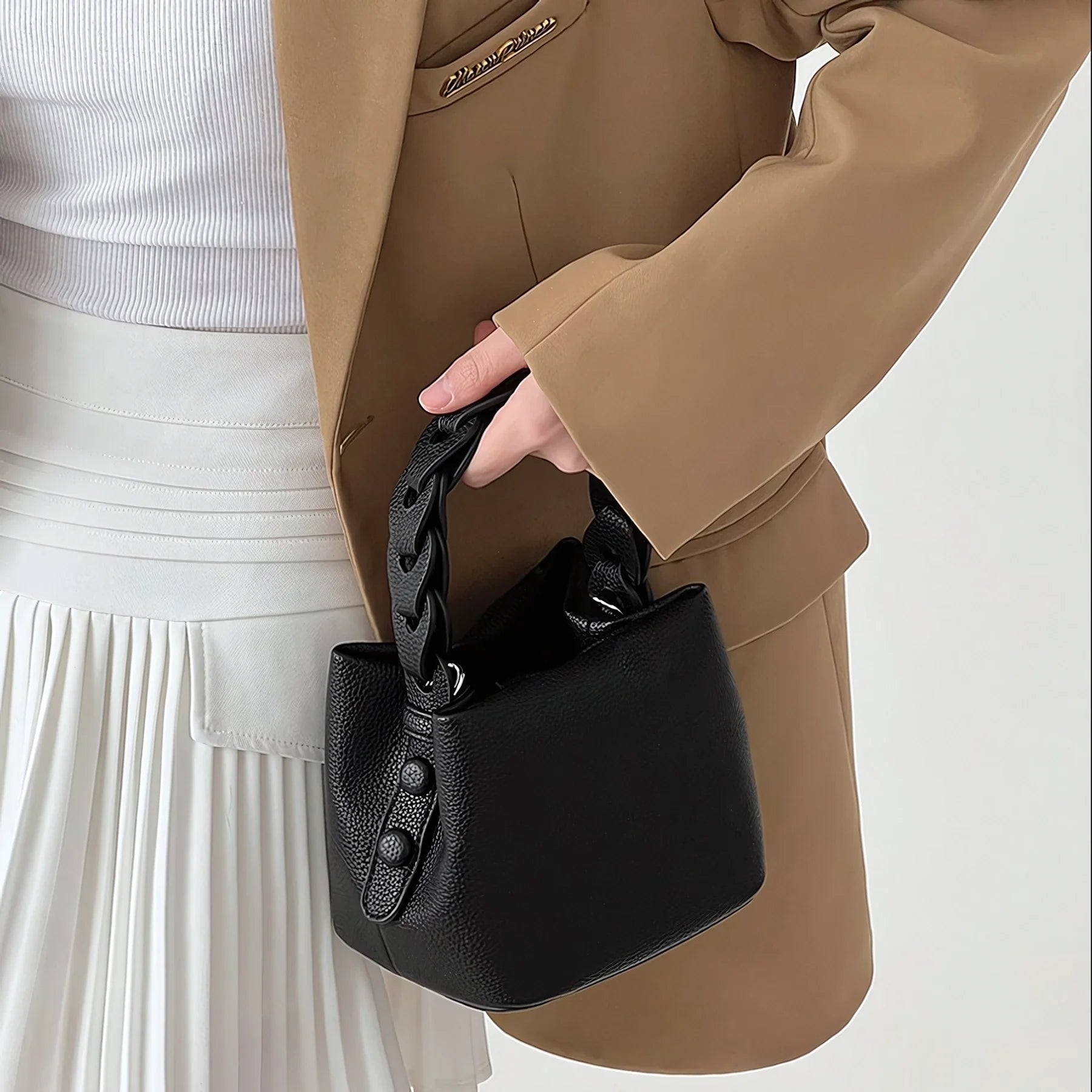 Whisper Soft - Braided Bucket Bag for Effortless Grace