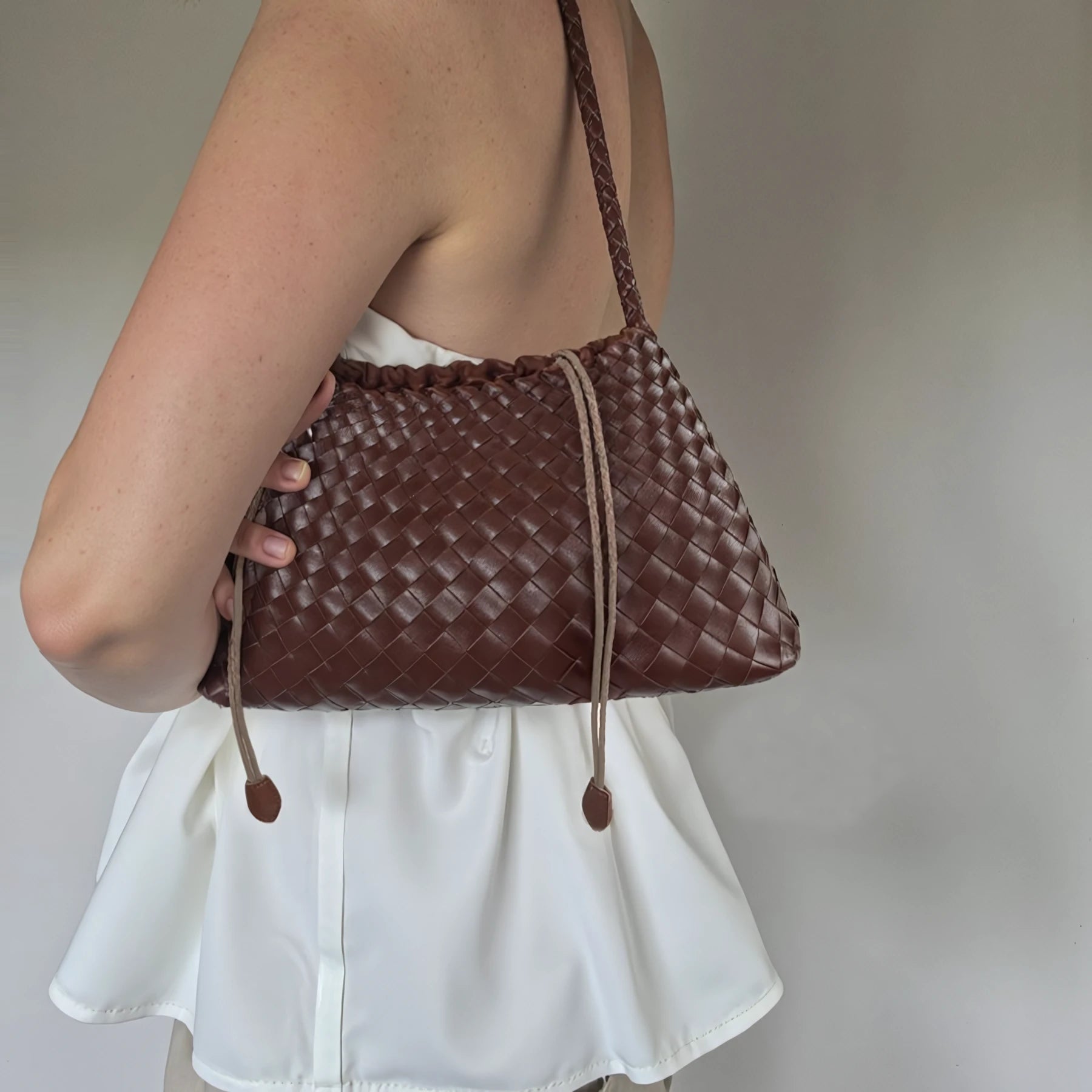 Caramel Canelé – Structured Woven Shoulder Bag