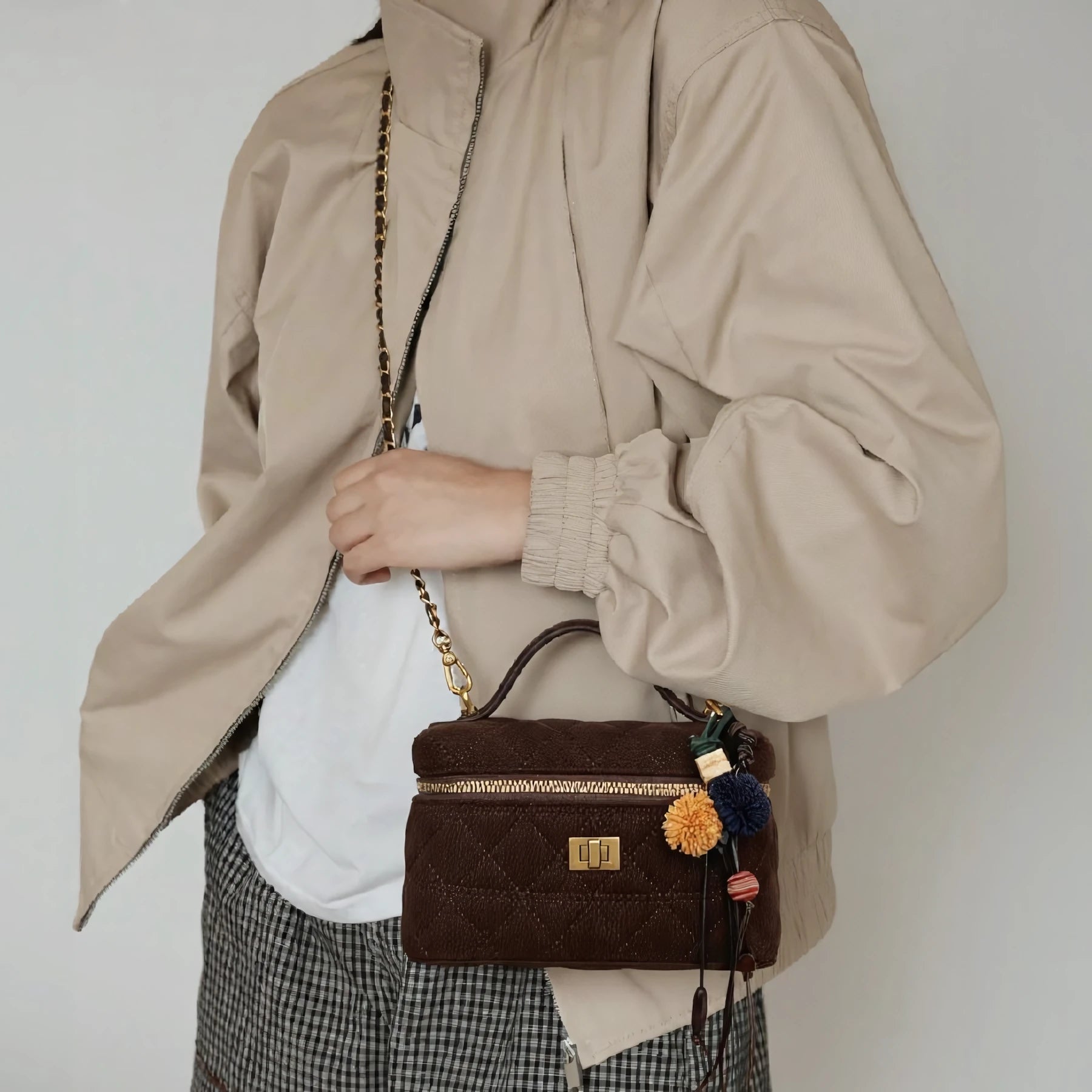 Caramel Biscuit - Vintage Quilted Box Bag