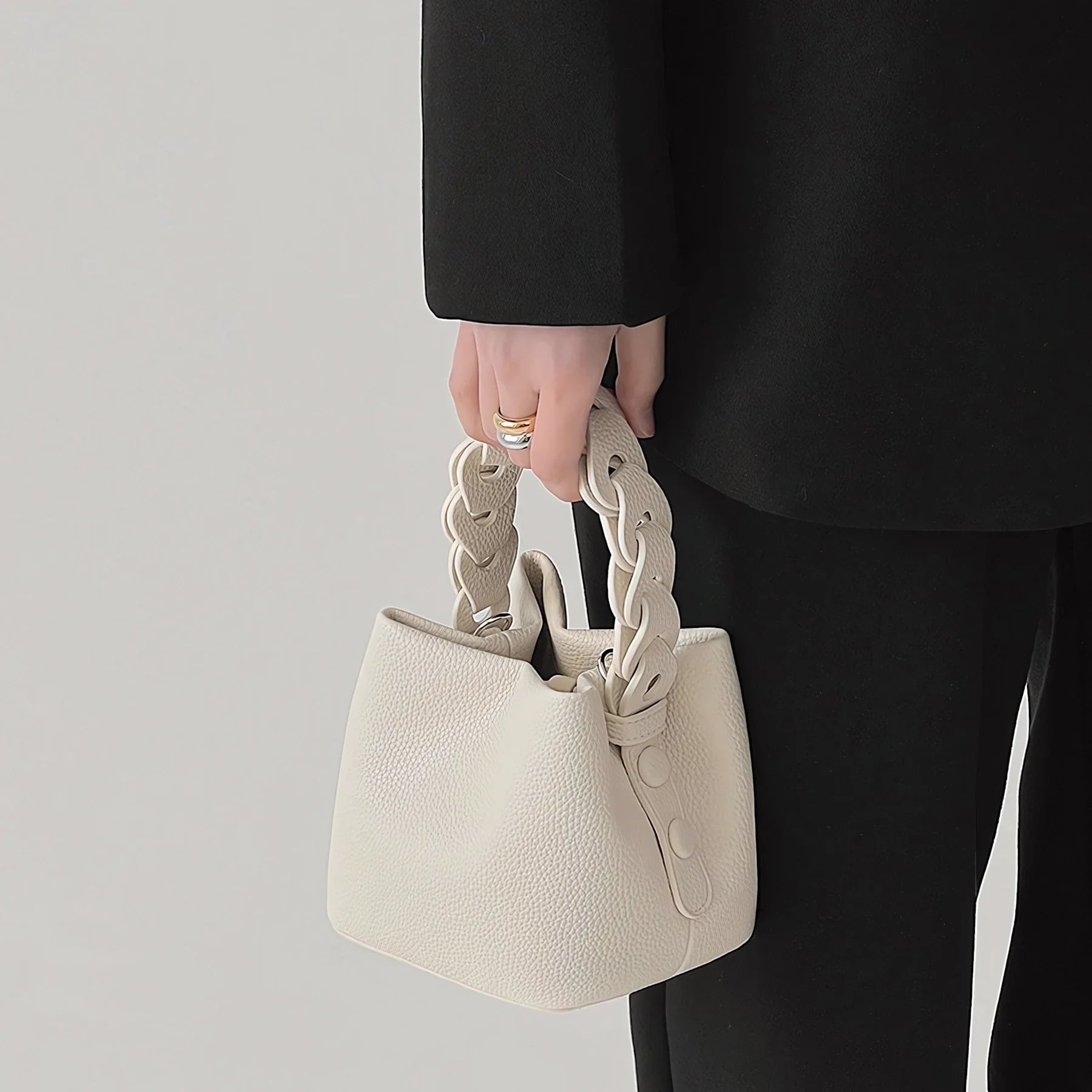 Whisper Soft - Braided Bucket Bag for Effortless Grace