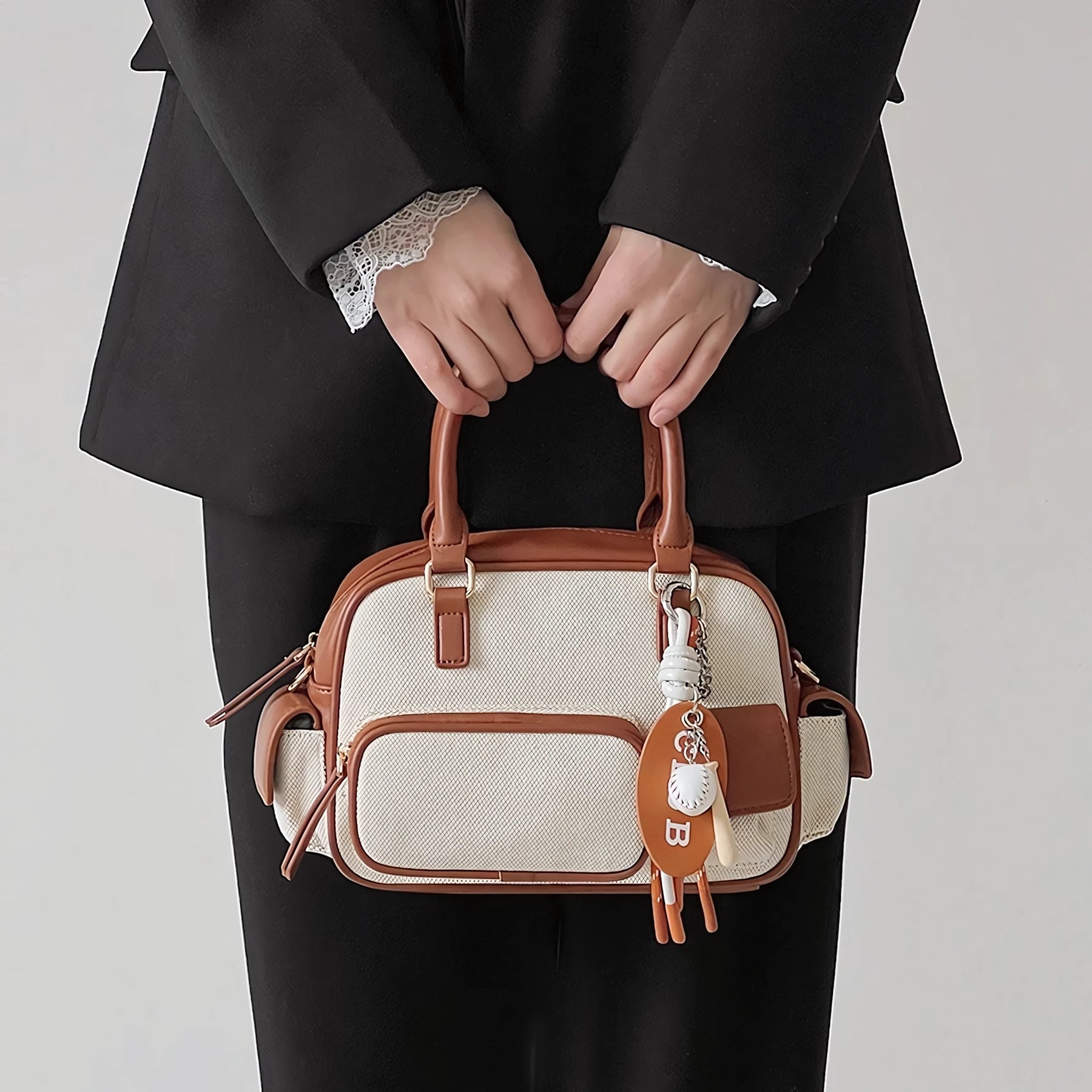 Cream Cookie Boston Bag