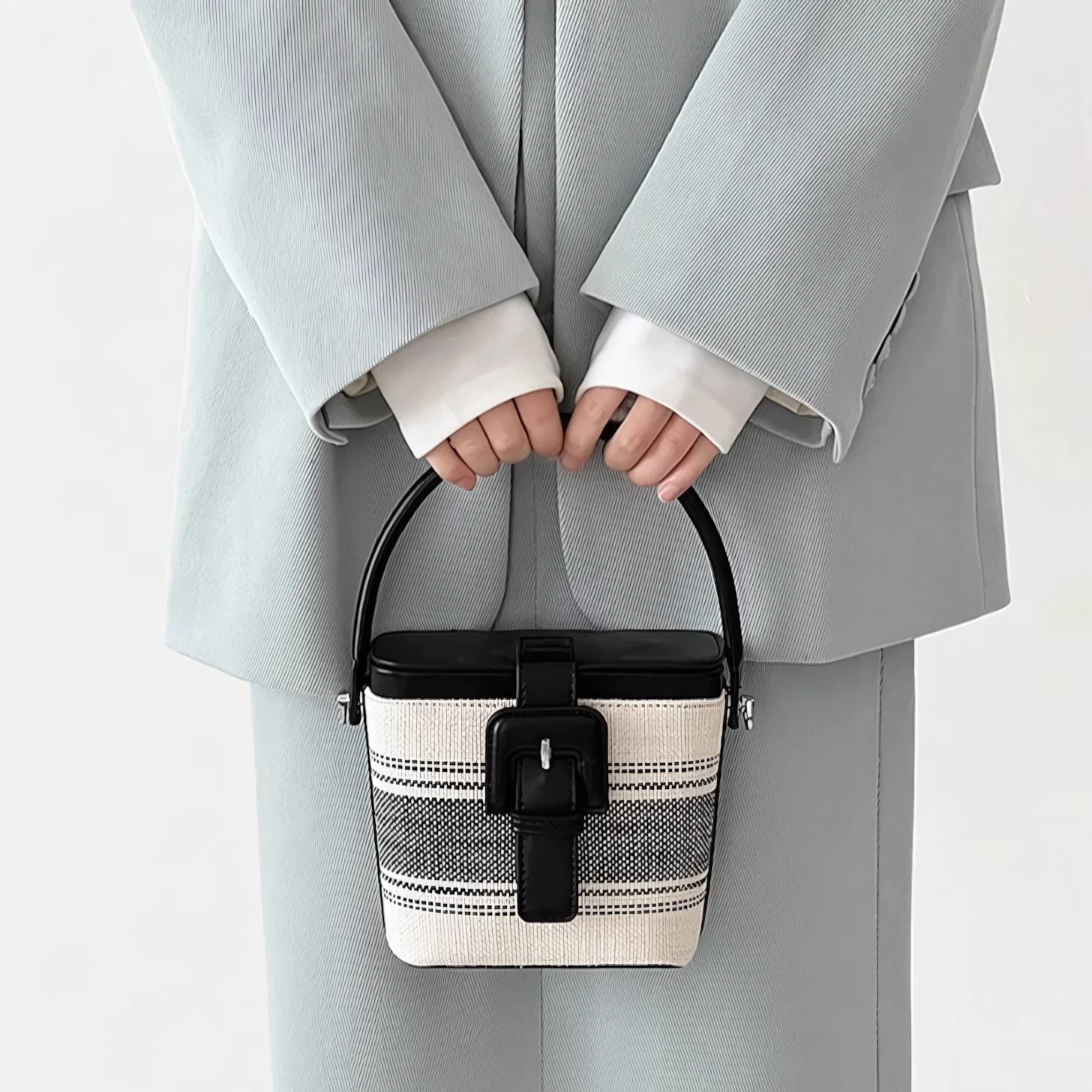 Fair Isle Stillness – Vintage Striped Bucket Bag