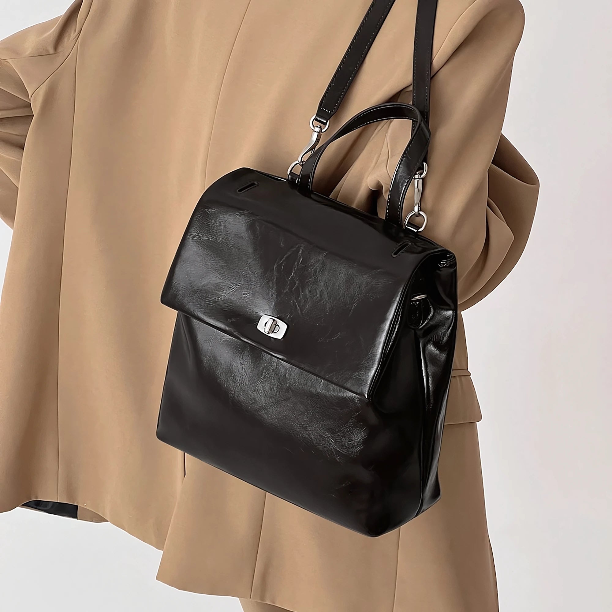 Library Hour – Glossed Convertible Backpack