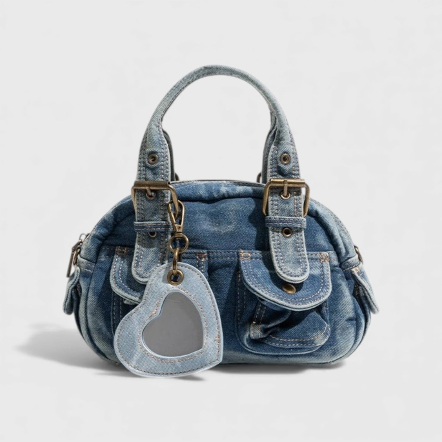 Heartwave Shell – Washed Denim Mini Satchel
