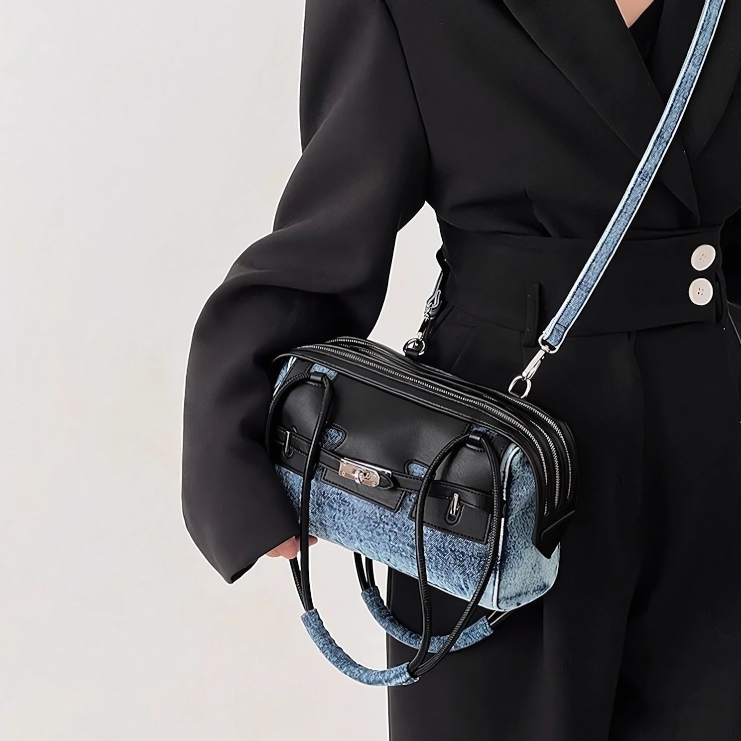 Blue Highway - Triple-Zip Denim Bowling Bag