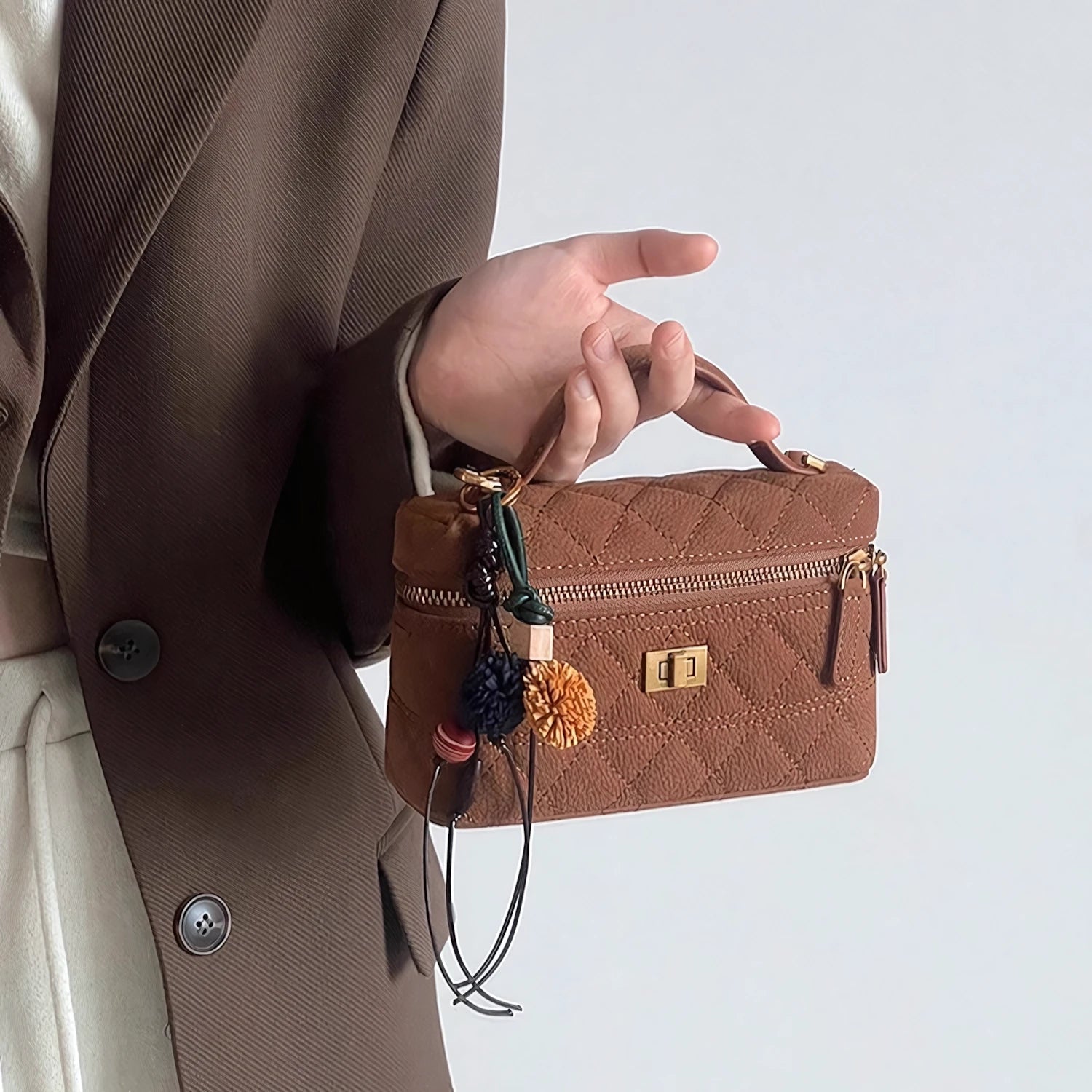 Caramel Biscuit - Vintage Quilted Box Bag