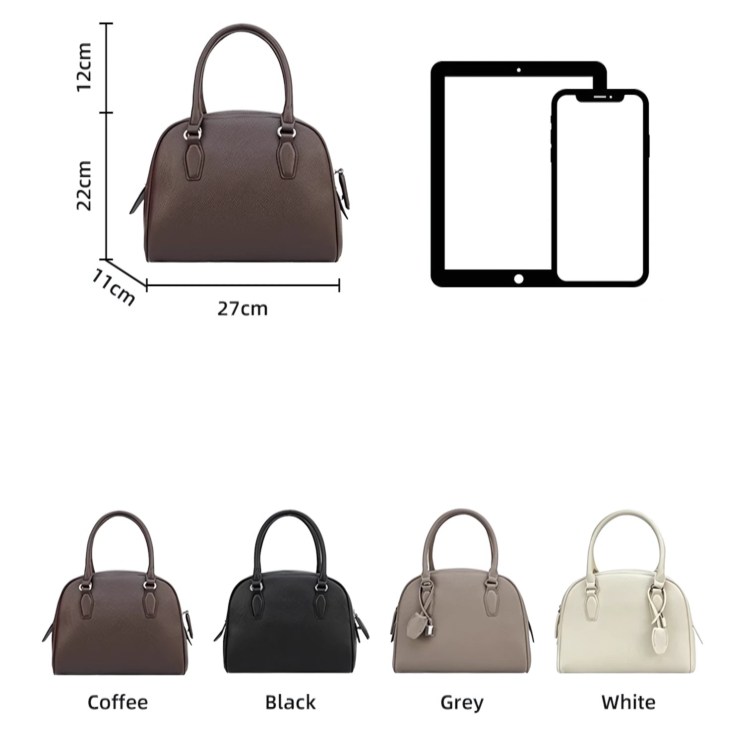 Arc Key - Pebbled Boston Bag