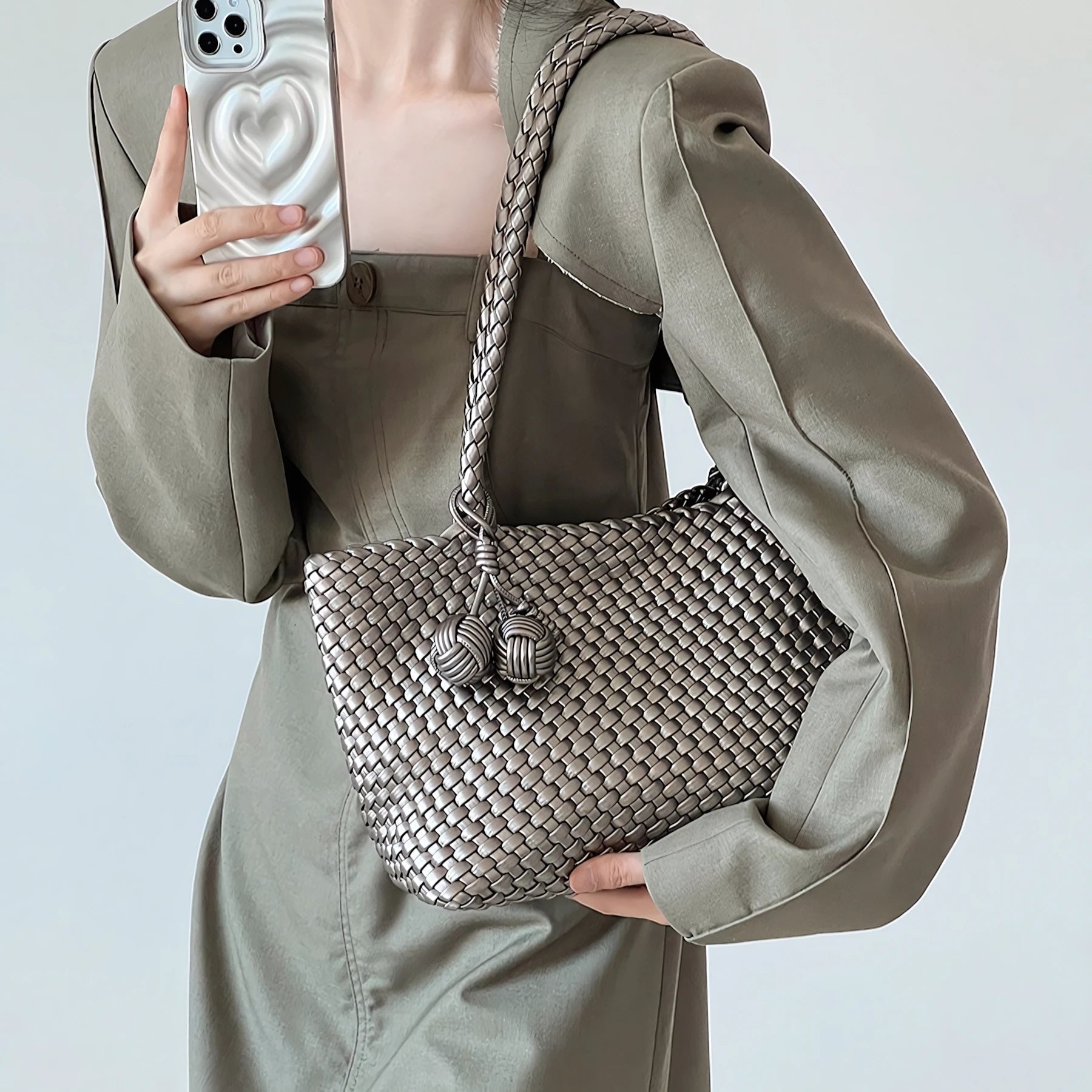 Everyday Muse – Woven Tote with Dual Charms