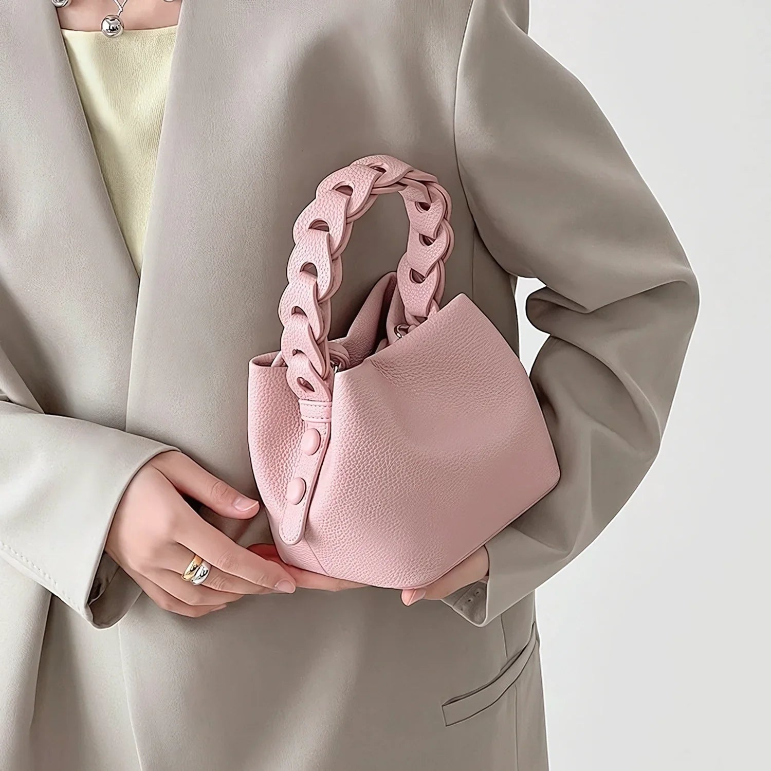 Whisper Soft - Braided Bucket Bag for Effortless Grace