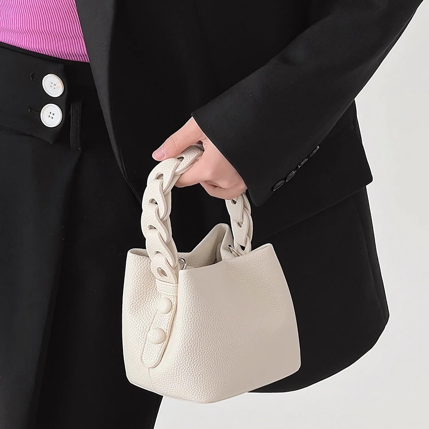 Whisper Soft - Braided Bucket Bag for Effortless Grace