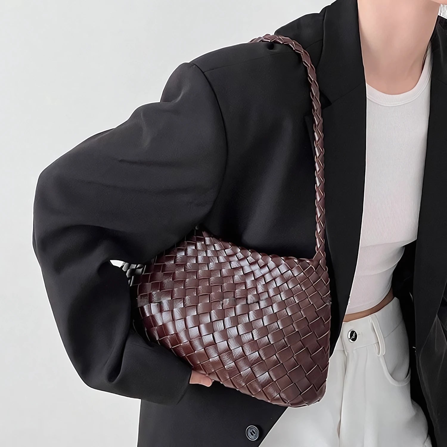 Caramel Canelé – Structured Woven Shoulder Bag