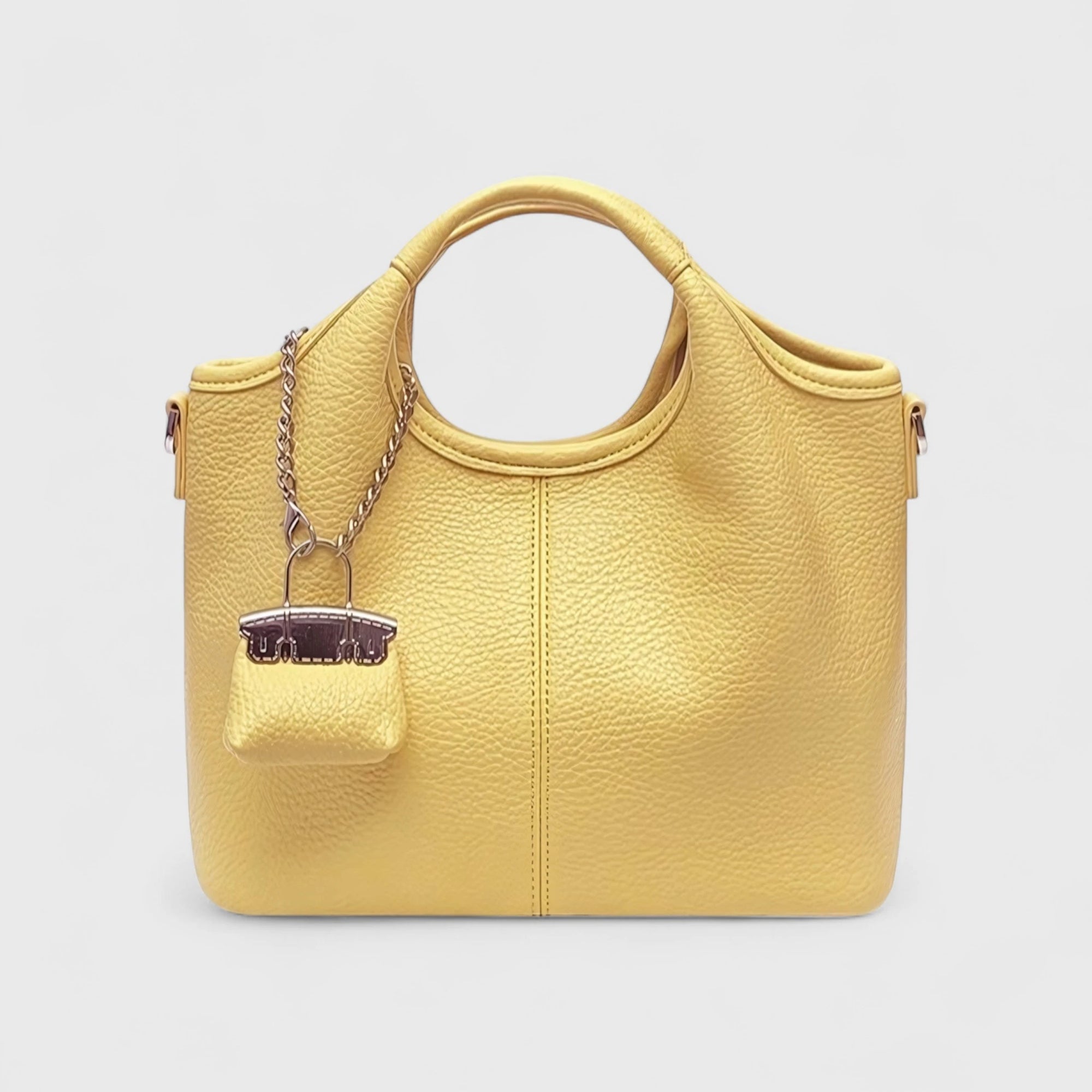 Quiet Bloom – Pebble-Grain Mini Bucket Handbag