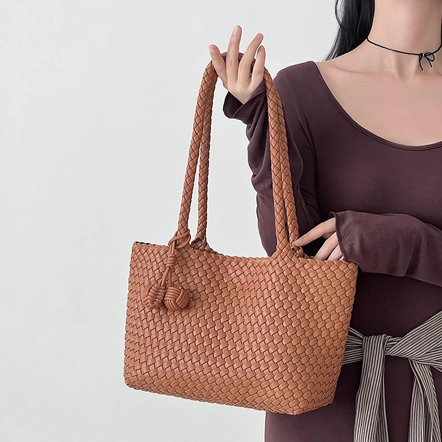 Everyday Muse – Woven Tote with Dual Charms
