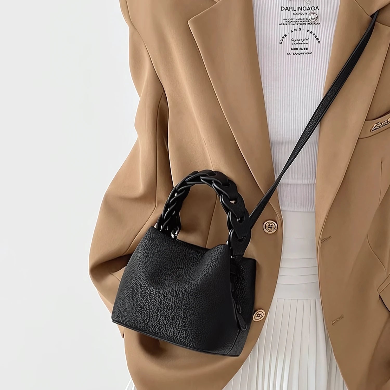 Whisper Soft - Braided Bucket Bag for Effortless Grace