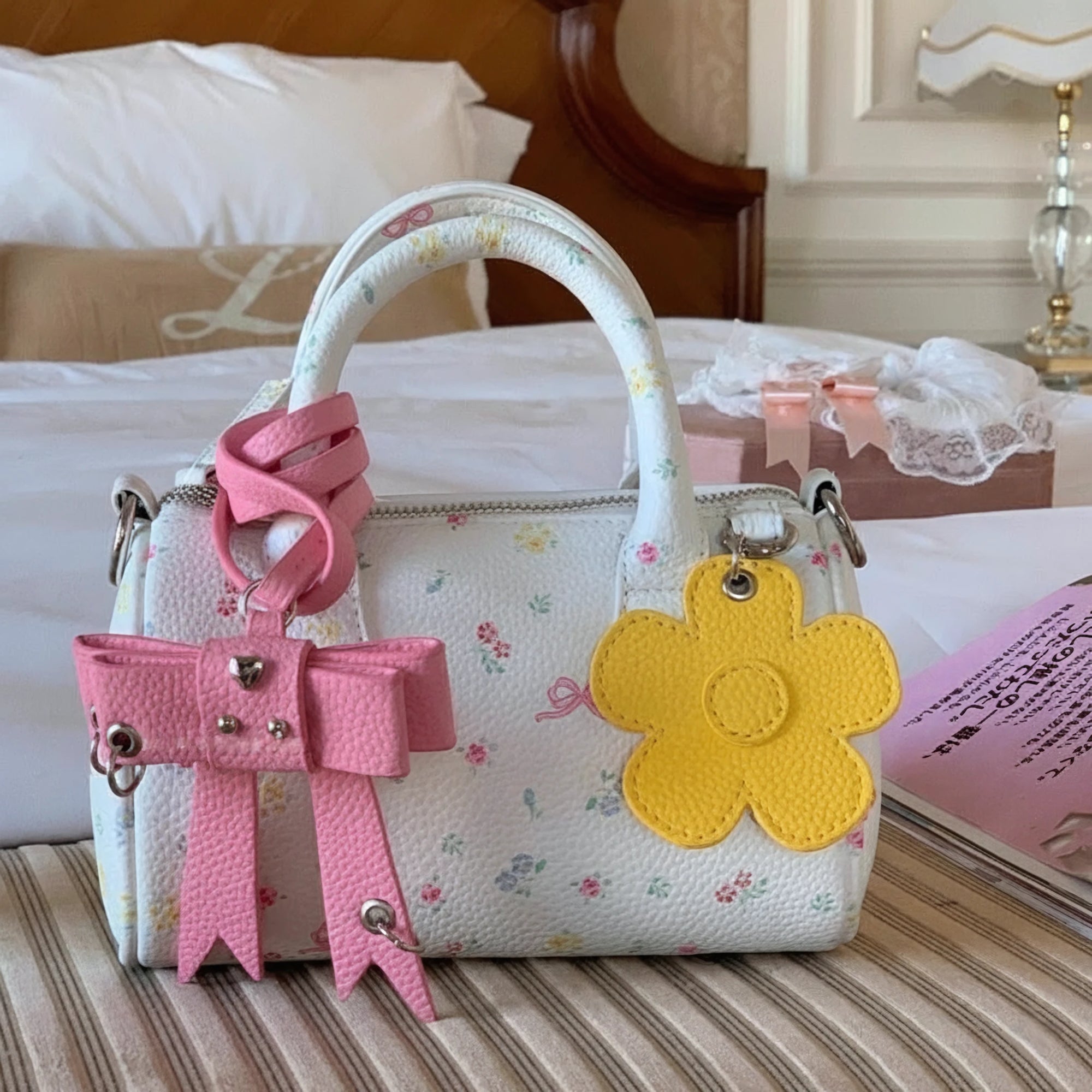 Floral Butterfly Garden Boston Bag
