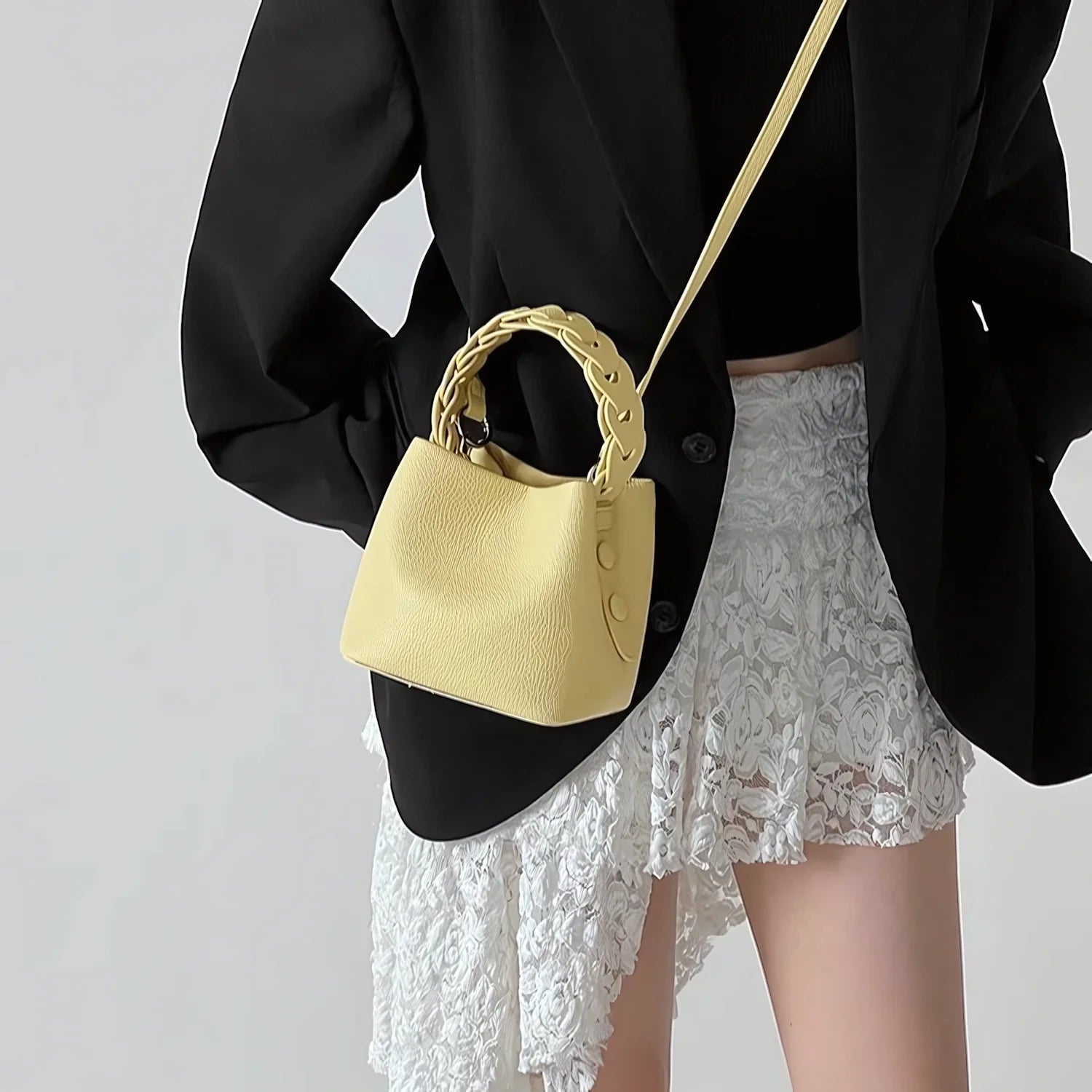 Whisper Soft - Braided Bucket Bag for Effortless Grace