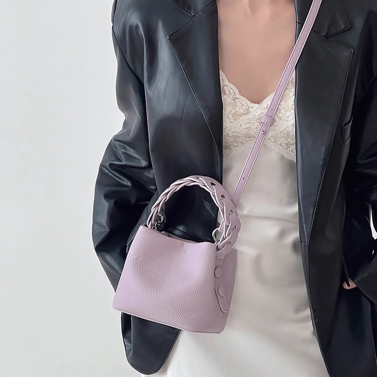 Whisper Soft - Braided Bucket Bag for Effortless Grace
