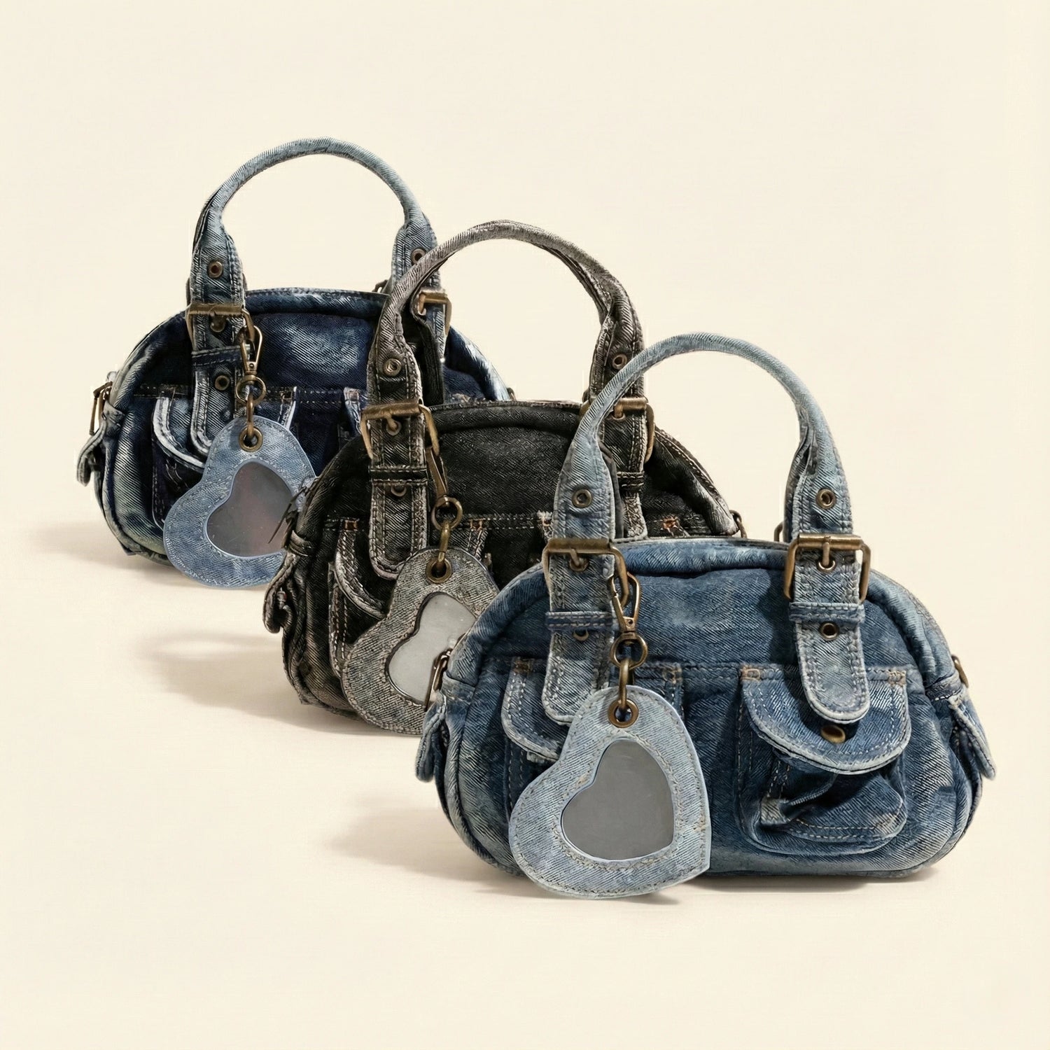Heartwave Shell – Washed Denim Mini Satchel