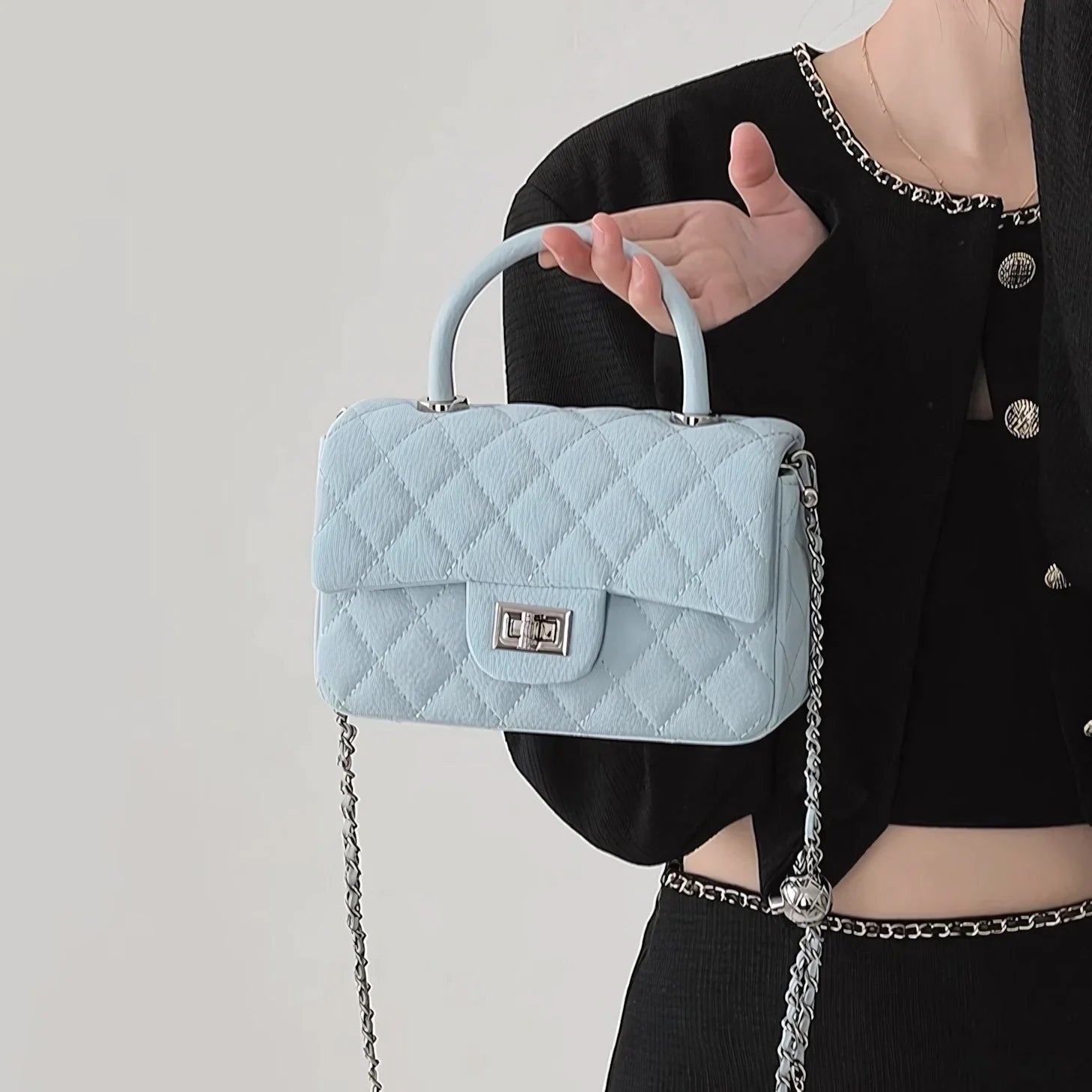Chic Quilted Chain Crossbody Box Bag