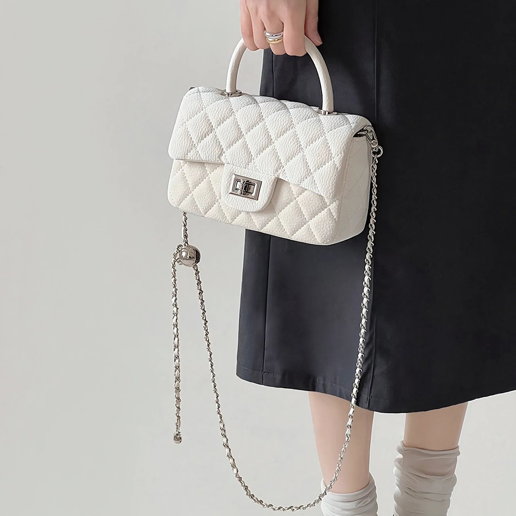 Chic Quilted Chain Crossbody Box Bag
