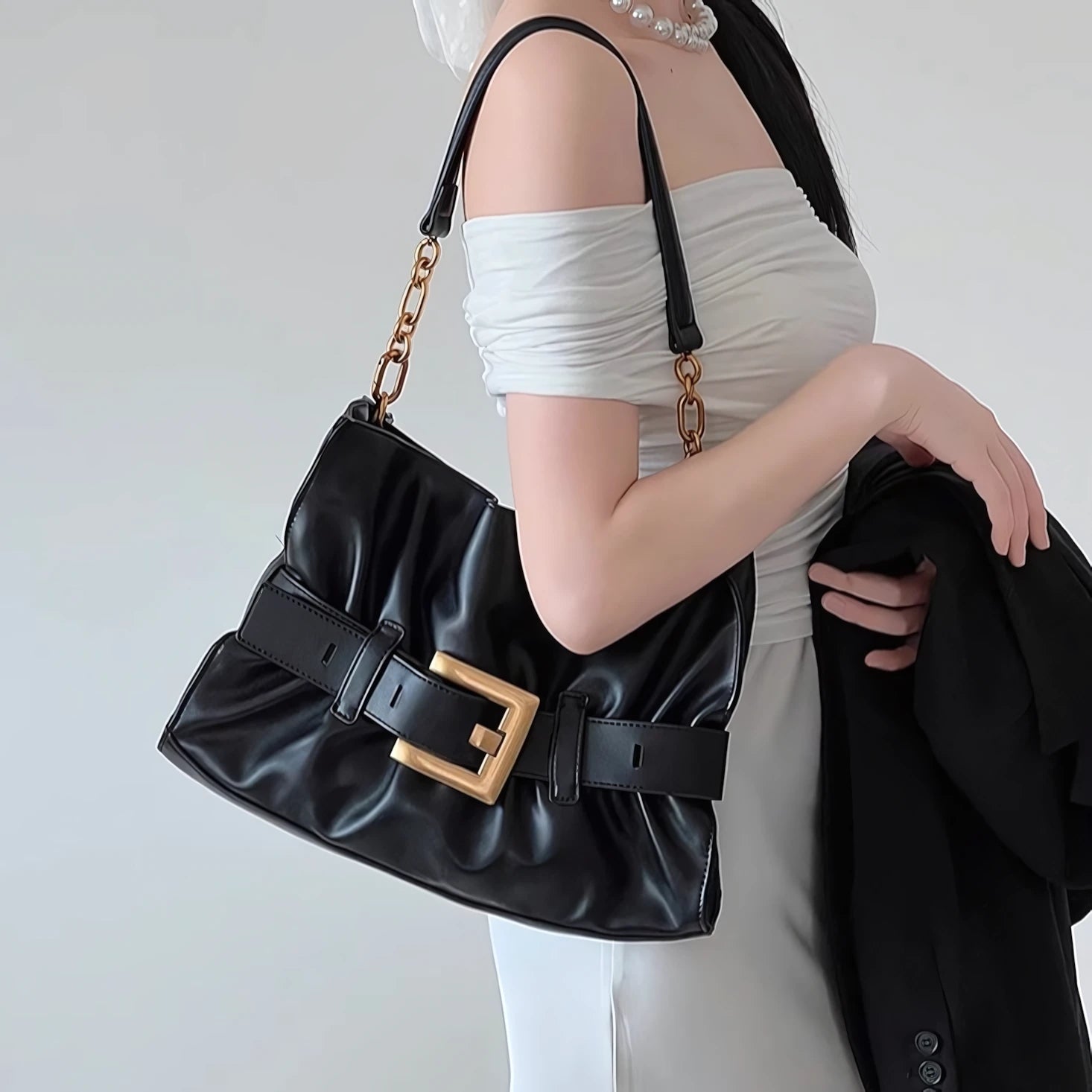 Croissant Fold – Pleated Leather Shoulder Bag