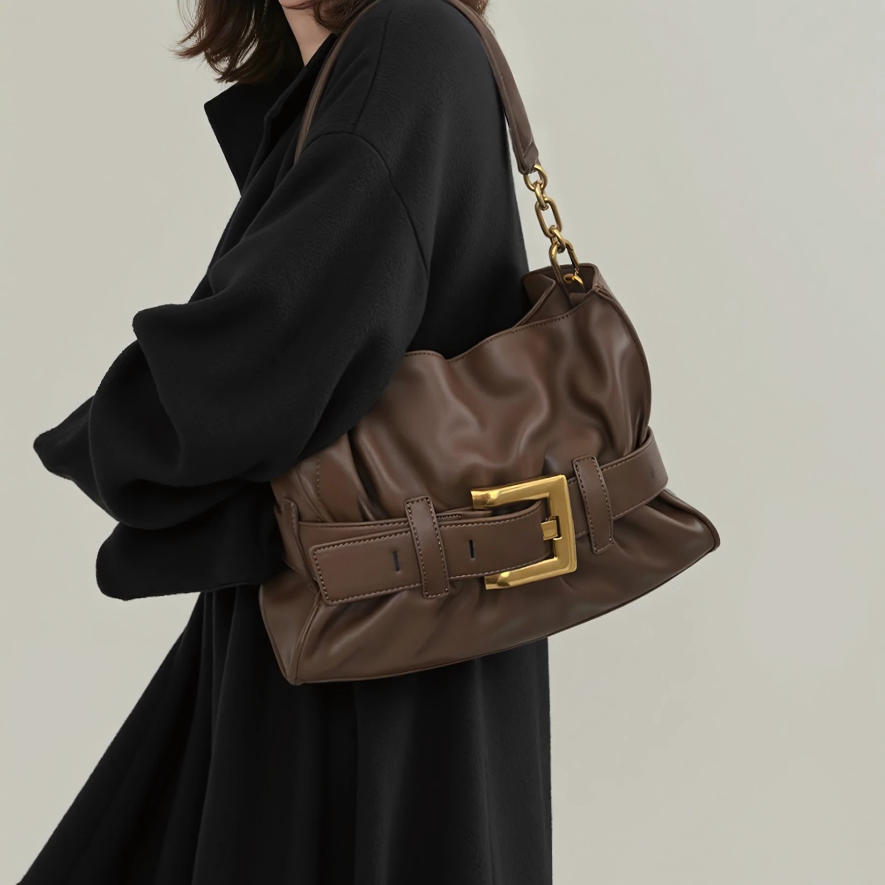 Croissant Fold – Pleated Leather Shoulder Bag