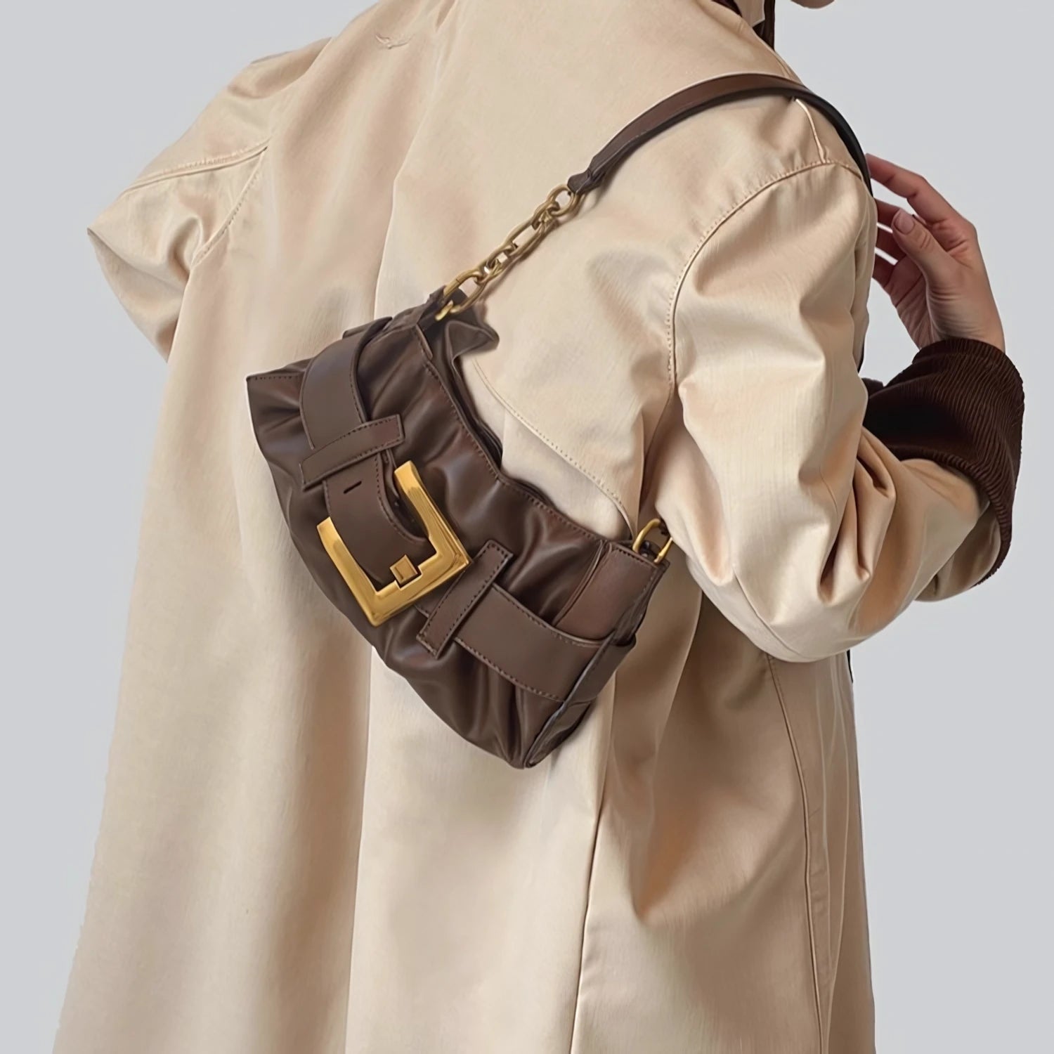 Croissant Fold – Pleated Leather Shoulder Bag