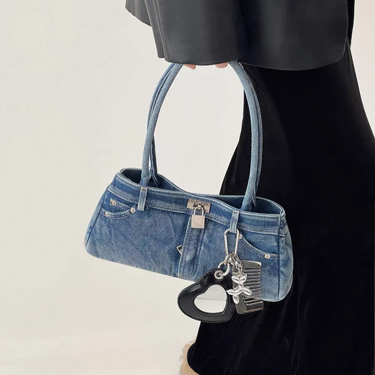 Sidewalk Muse - Washed Denim Baguette