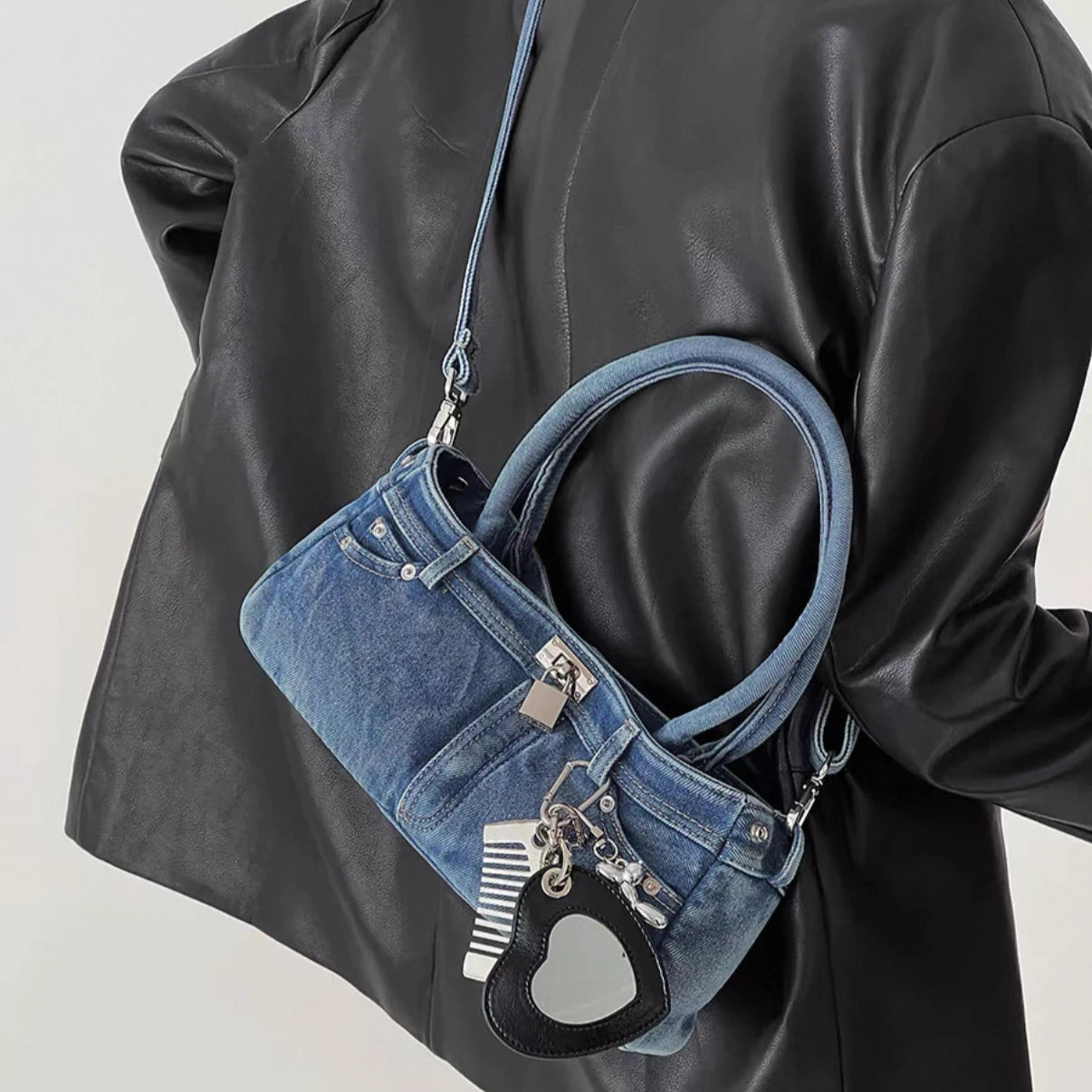 Sidewalk Muse - Washed Denim Baguette