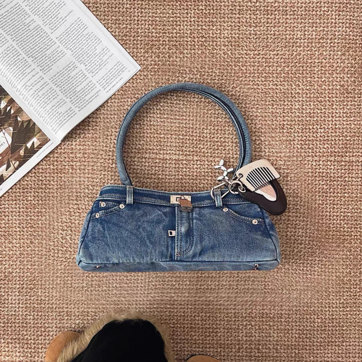 Sidewalk Muse - Washed Denim Baguette