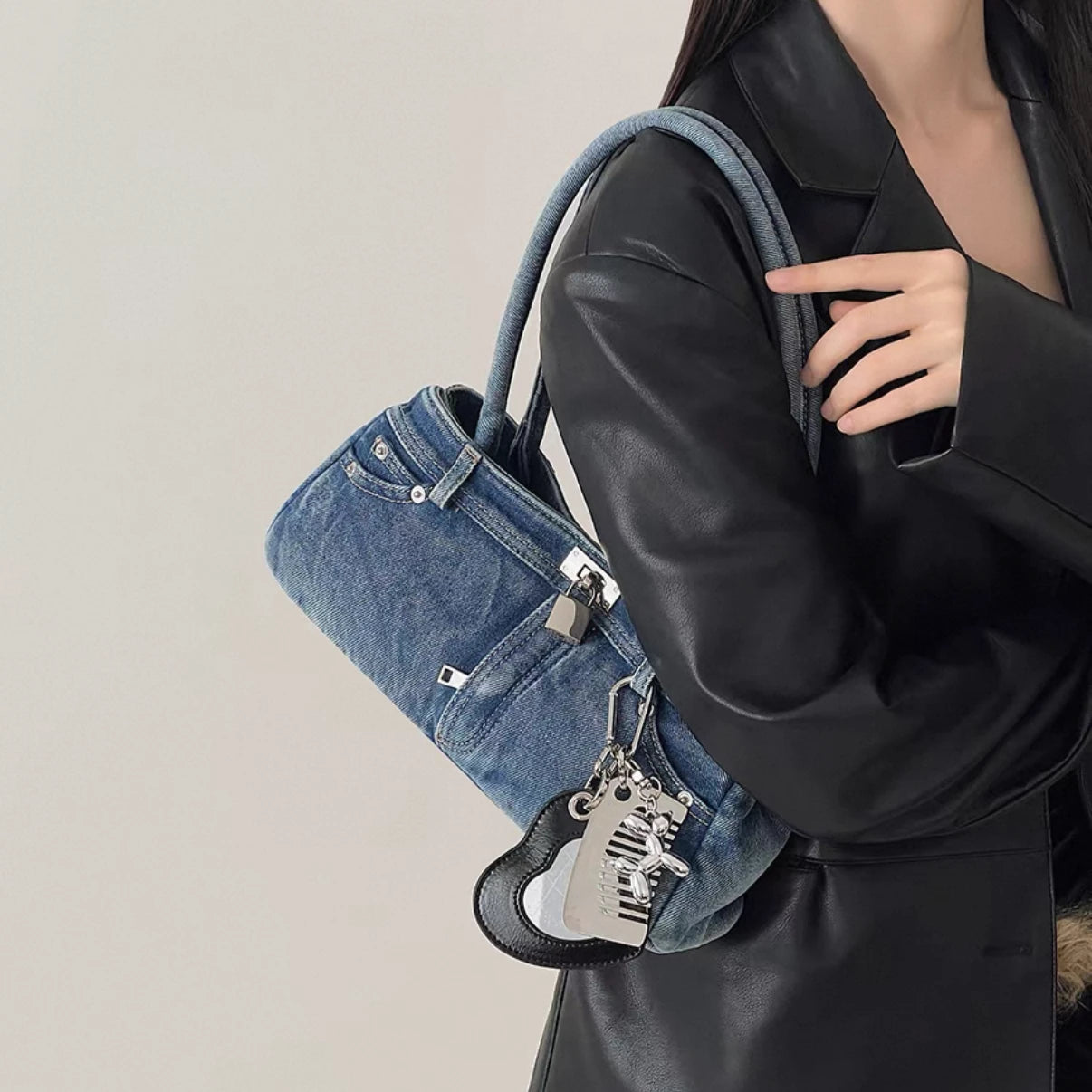 Sidewalk Muse - Washed Denim Baguette