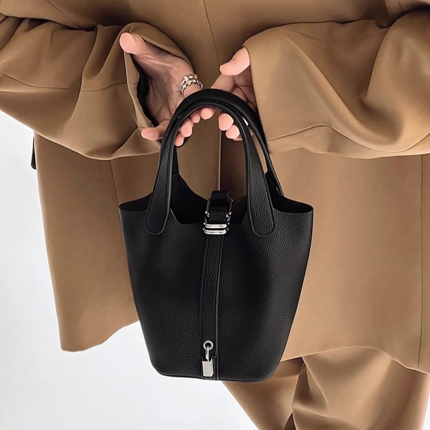 Soft Power in a Handle - Luxe Litchi Bucket Bag