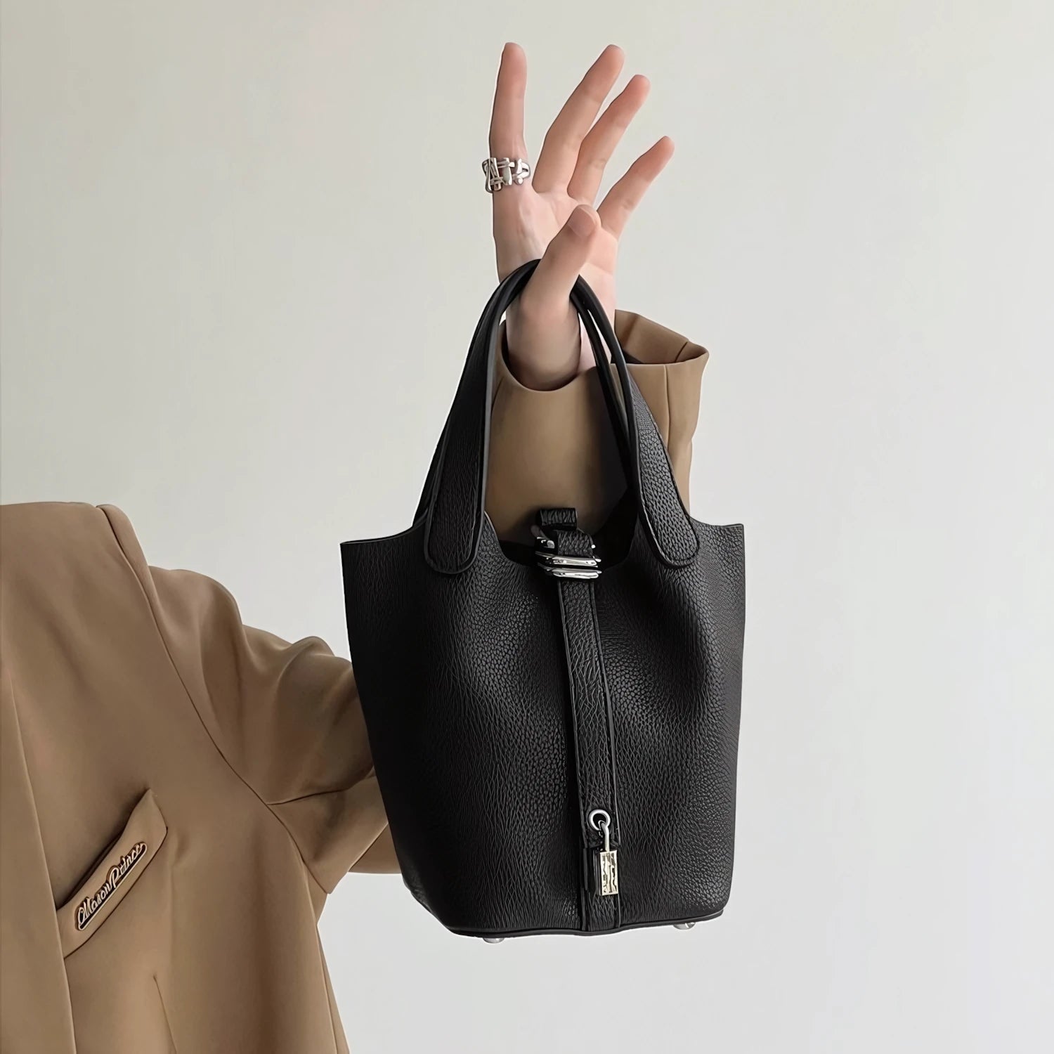 Soft Power in a Handle - Luxe Litchi Bucket Bag