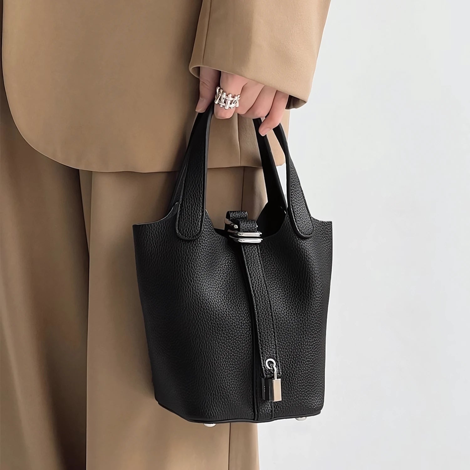 Soft Power in a Handle - Luxe Litchi Bucket Bag