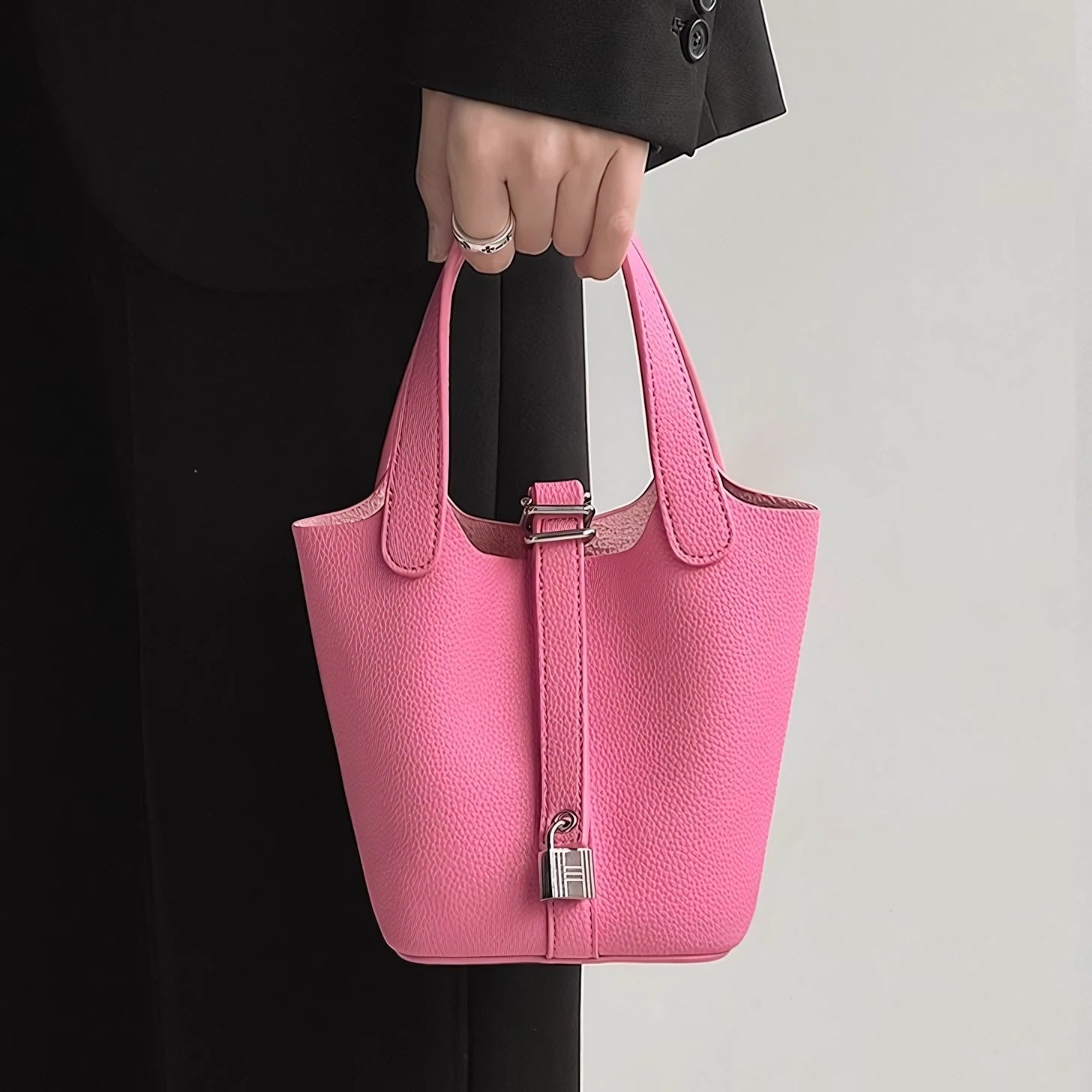 Soft Power in a Handle - Luxe Litchi Bucket Bag