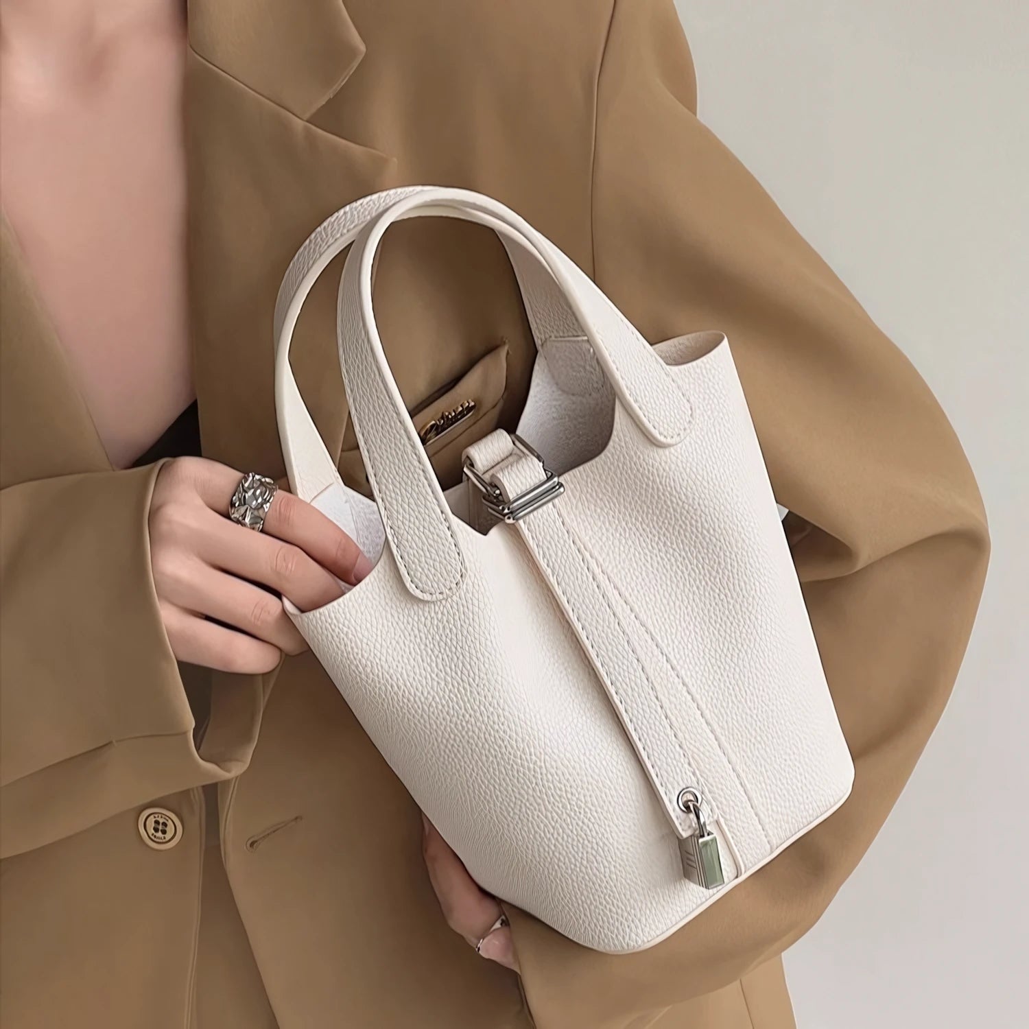 Soft Power in a Handle - Luxe Litchi Bucket Bag