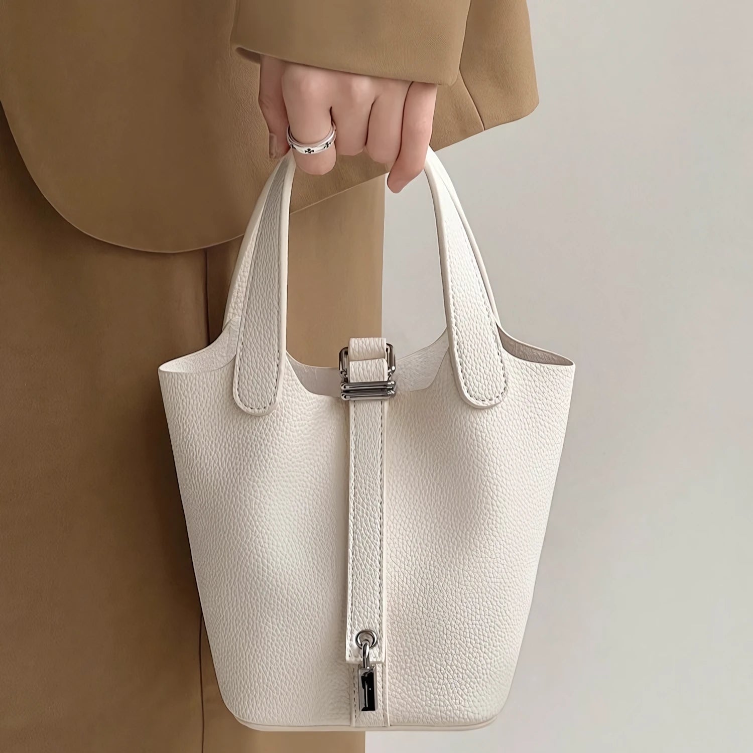 Soft Power in a Handle - Luxe Litchi Bucket Bag