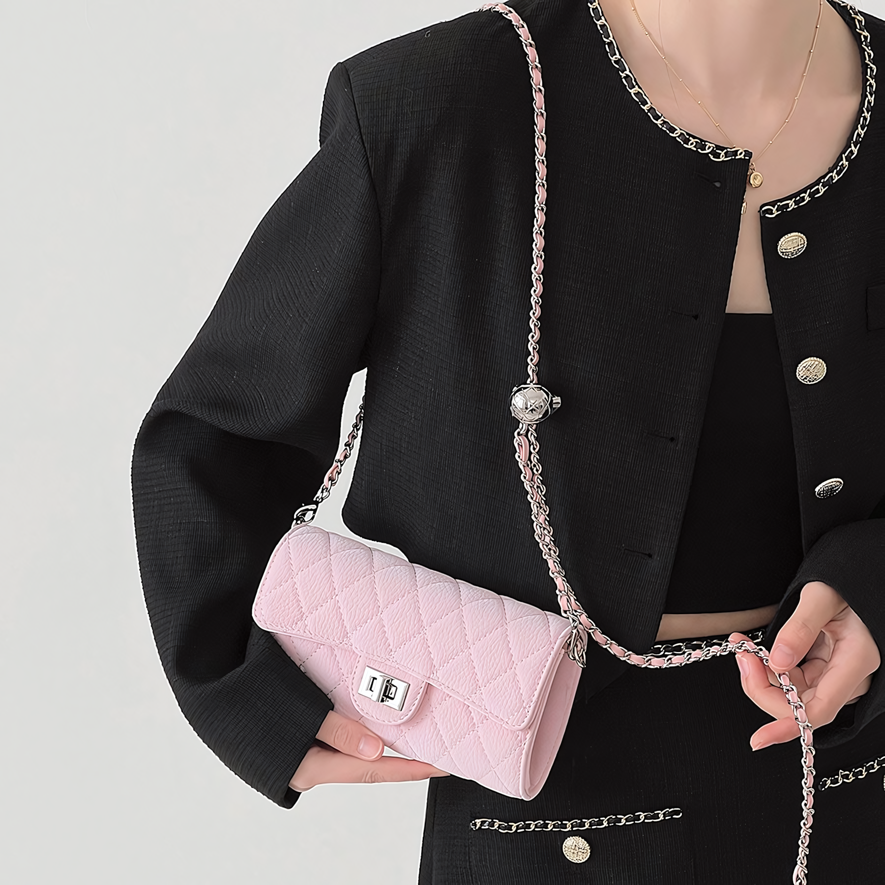 Pearl Whimsy – Quilted Soft Leather Chain Bag