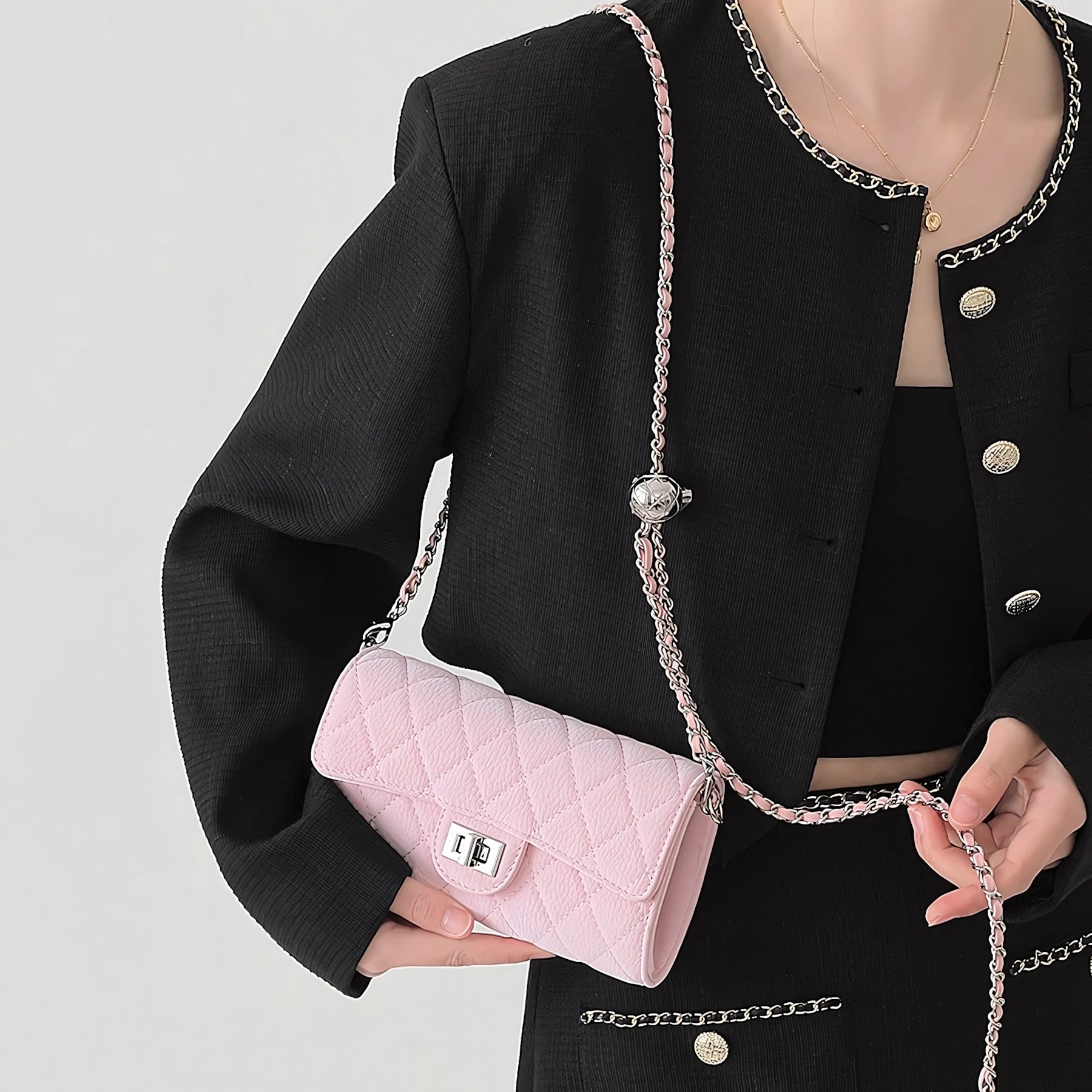 Pearl Whimsy – Quilted Soft Leather Chain Bag