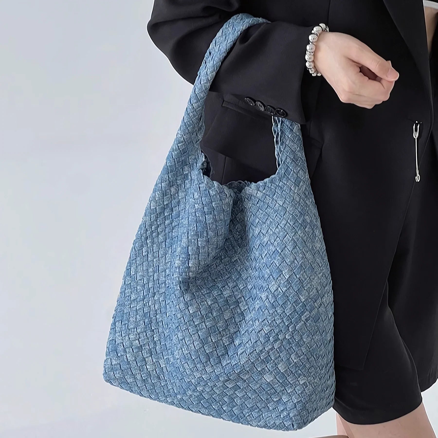 Wander Weave - Snow Washed Denim Tote