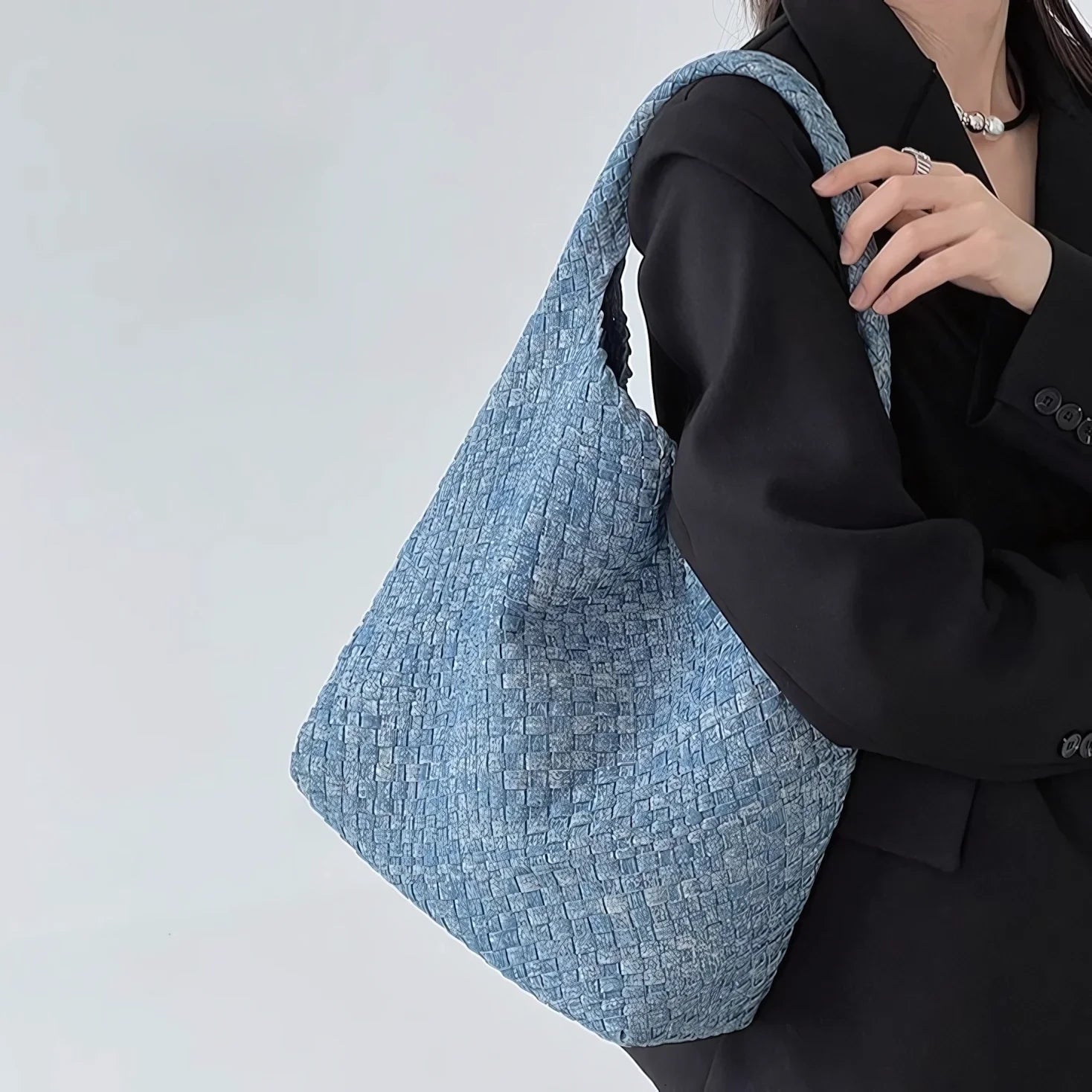 Wander Weave - Snow Washed Denim Tote